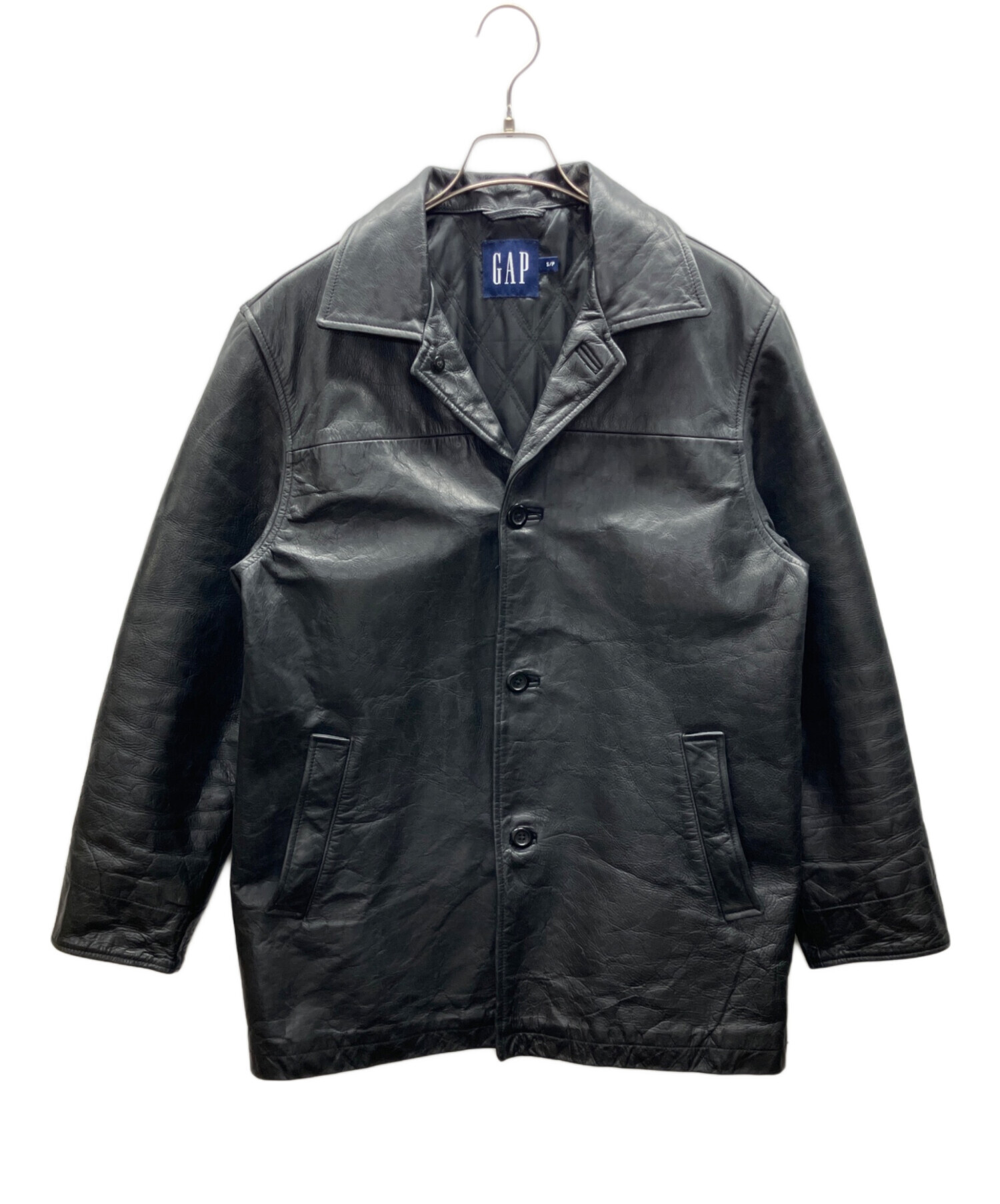 US古着 GAP レザー カーコート ハンティング 4ポケ 本革 ライナー 中古・古着通販】GAP (ギャップ) レザー カーコート ブラック サイズ:S