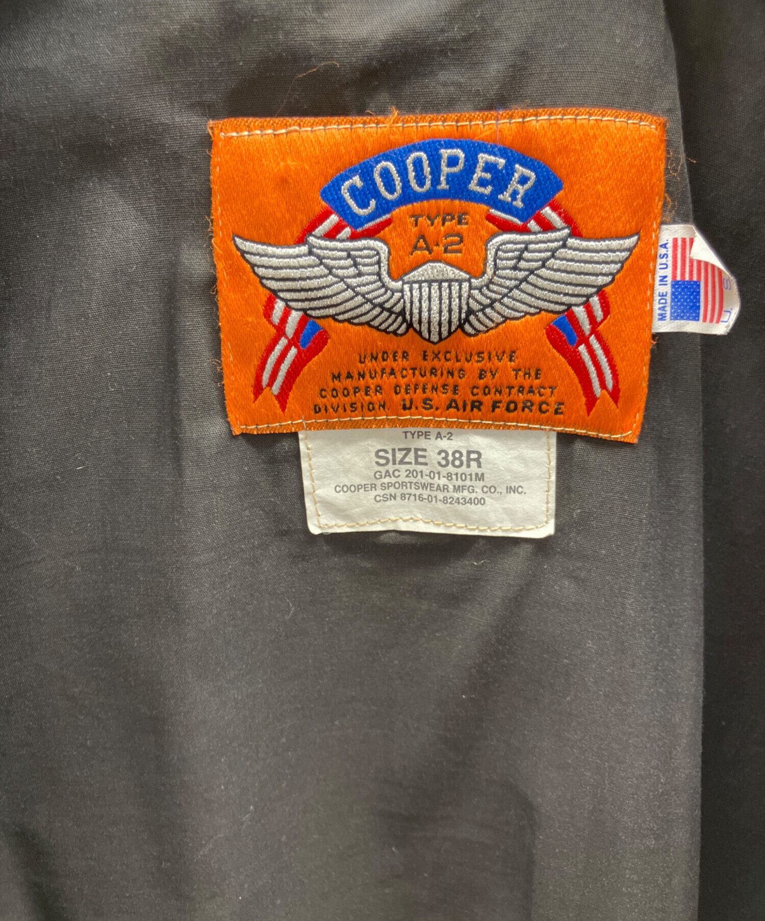 中古・古着通販】COOPER (クーパー) A-2 フライトジャケット ブラック