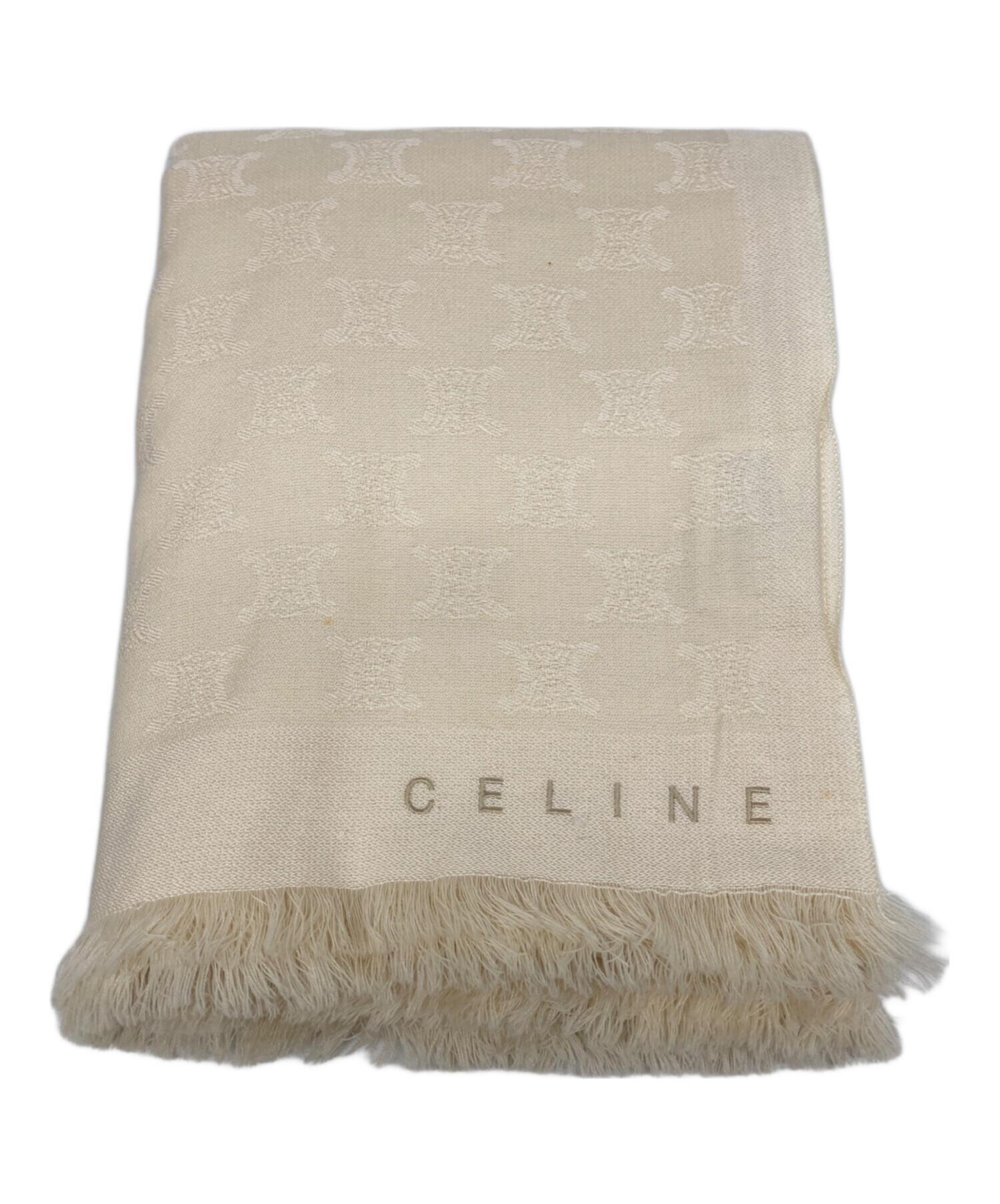美品・超大判✨CELINE ストール イタリア製 シルク 中古・古着通販】CELINE (セリーヌ) シルク大判混ストール アイボリー
