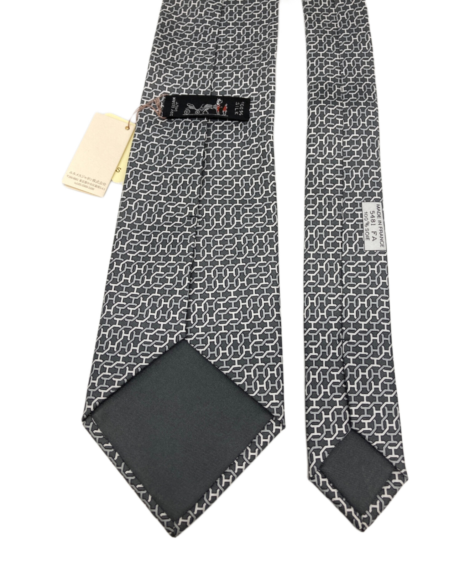 中古・古着通販】HERMES (エルメス) 総柄ネクタイ グレー・ホワイト