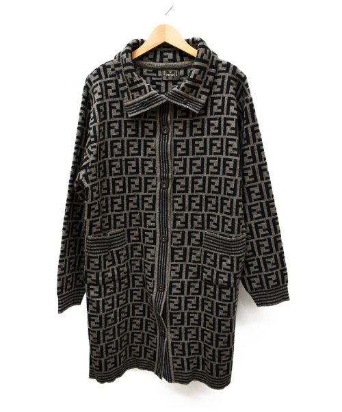 FENDI ヴィンテージ ロングコート 中古・古着通販】FENDI (フェンディ) ズッカ柄ロングニットコート
