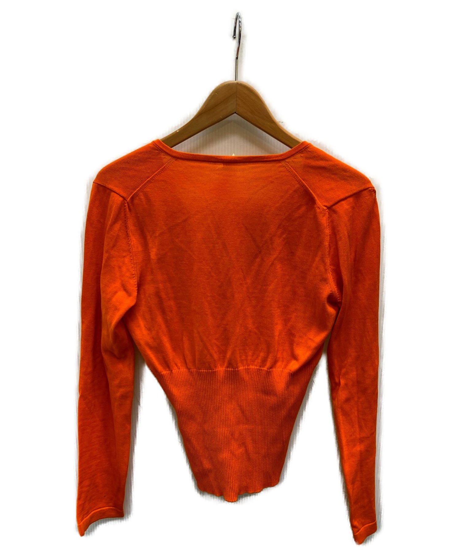 中古・古着通販】HERMES (エルメス) Vネックニット オレンジ サイズ