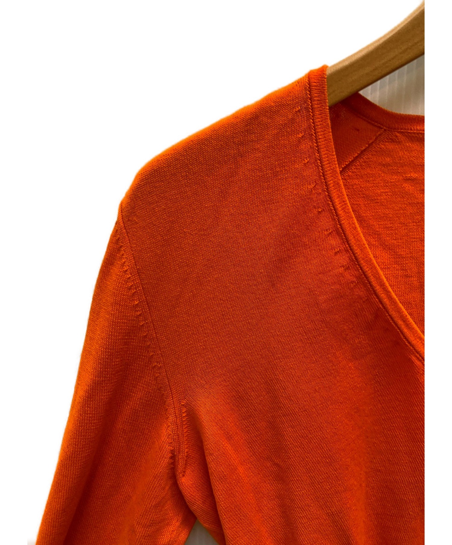 中古・古着通販】HERMES (エルメス) Vネックニット オレンジ サイズ