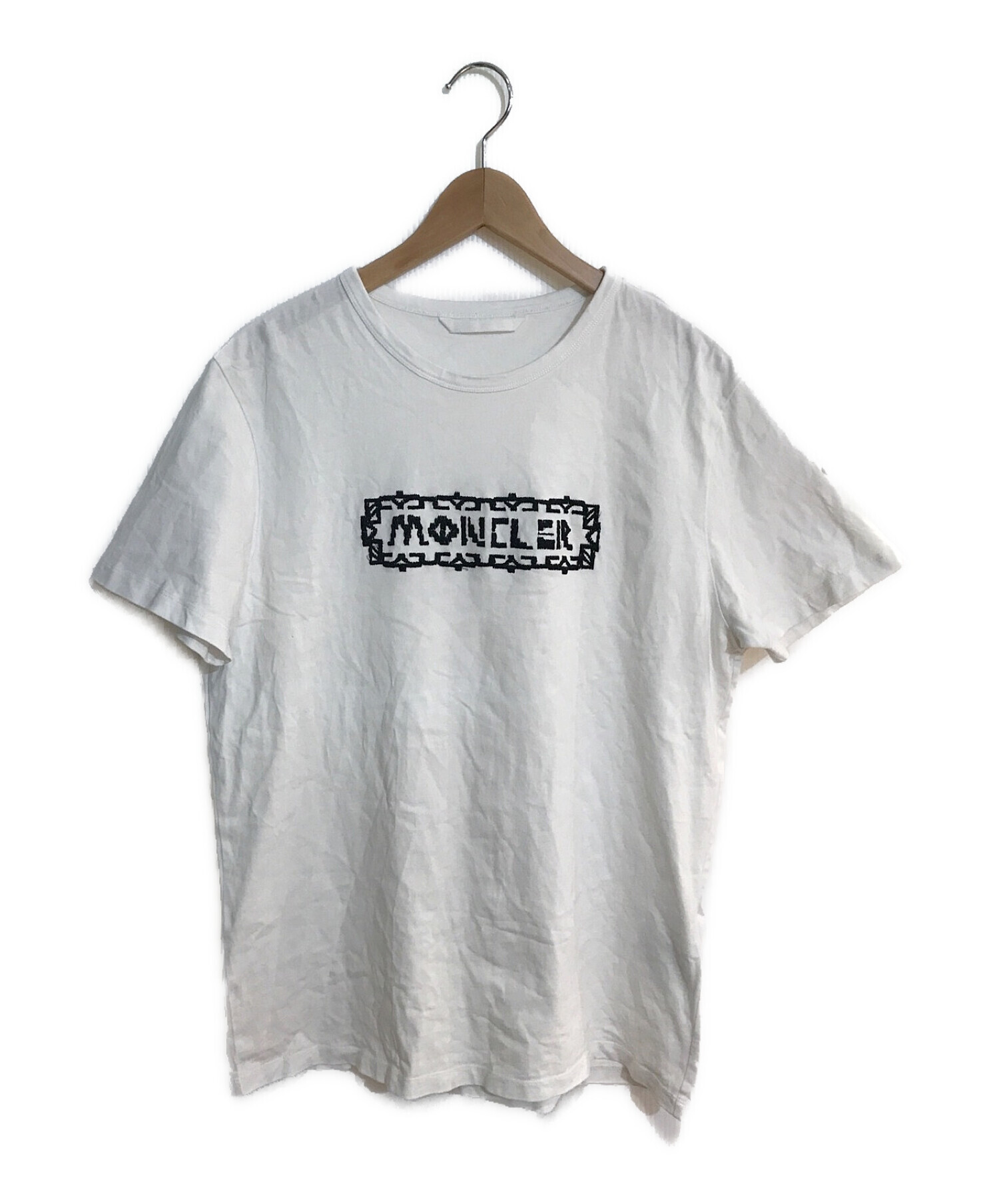 MONCLER 刺繍ロゴ Tシャツ ホワイト オフホワイト Tシャツ : T