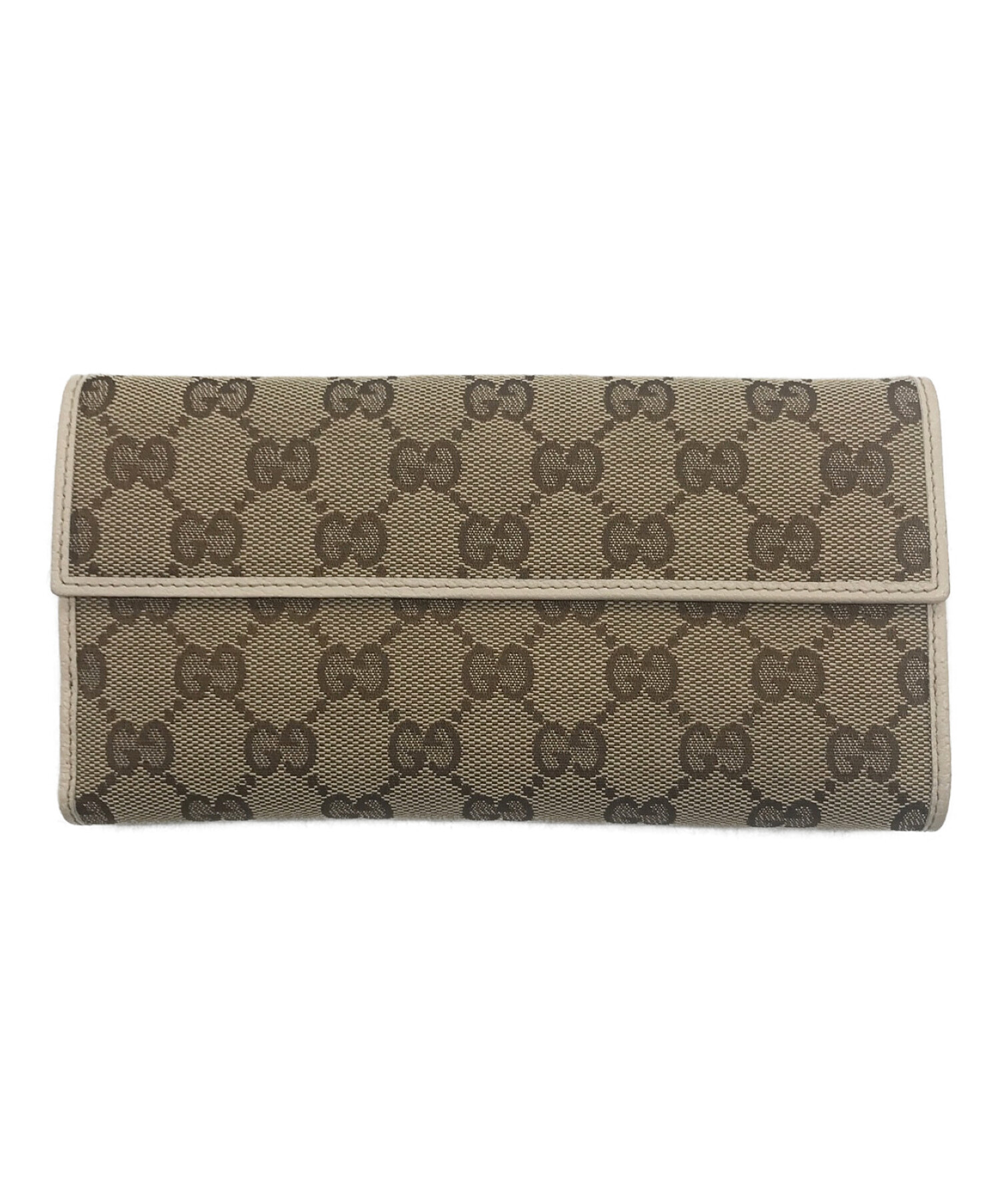 中古・古着通販】GUCCI (グッチ) GGキャンバスアビー長財布 ベージュ