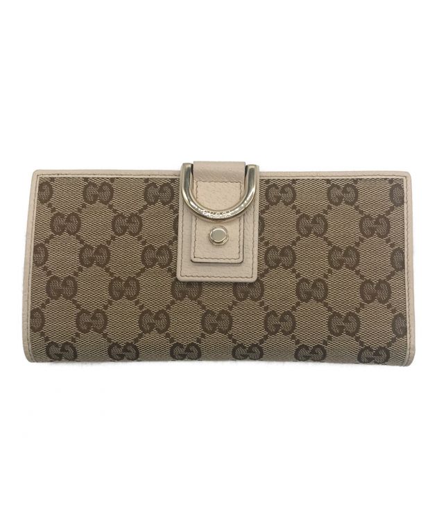 中古・古着通販】GUCCI (グッチ) GGキャンバスアビー長財布 ベージュ