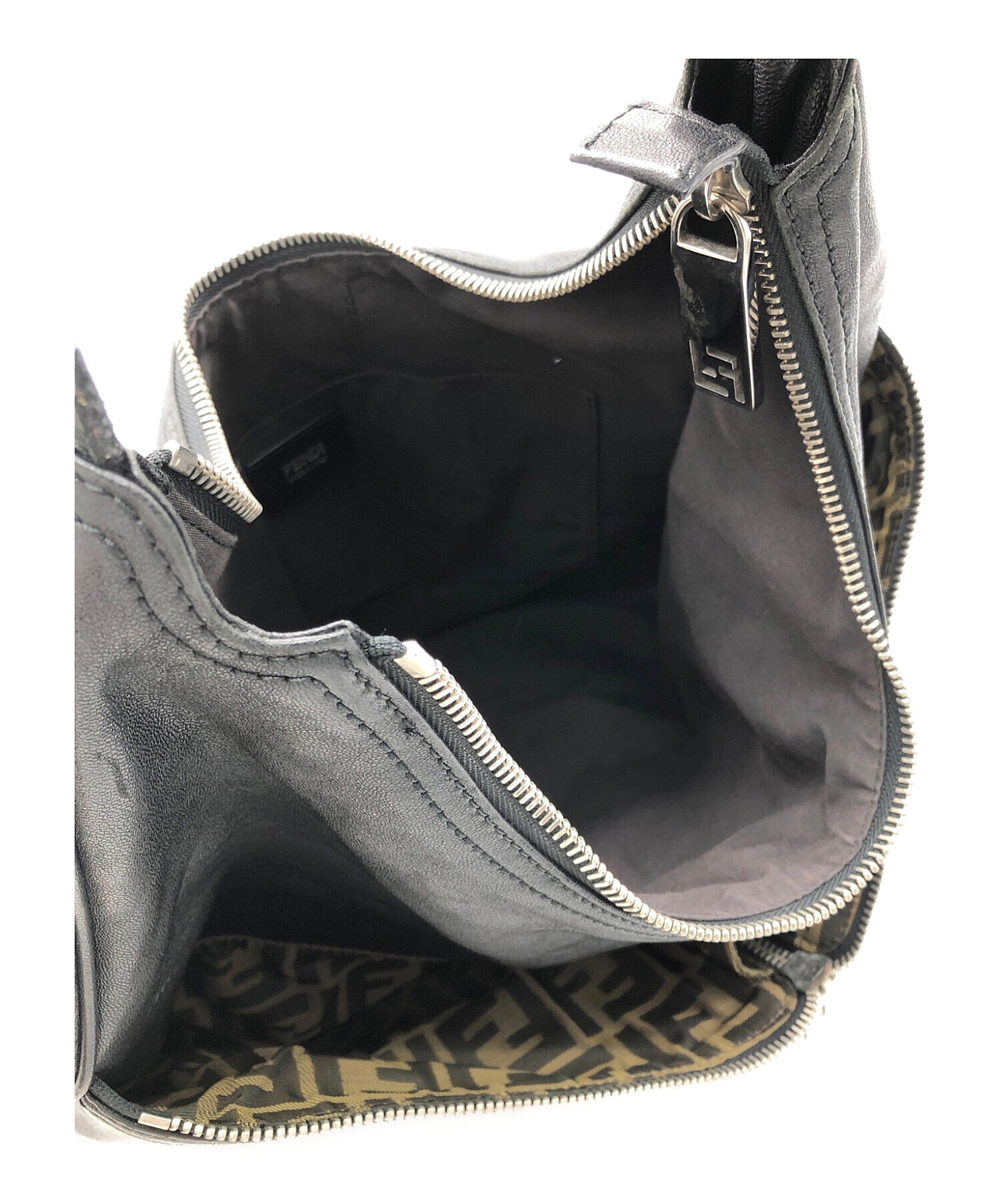 中古・古着通販】FENDI (フェンディ) アンジップドレザーハンドバッグ