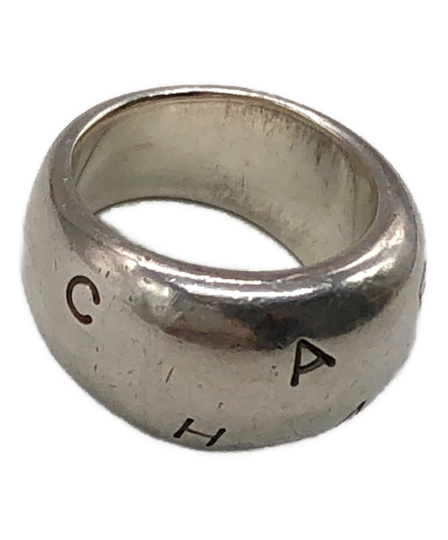 シャネル ワイド ロゴ シルバー リング 極美品△CHANEL シャネル SV925 ロゴ刻印 ワイド リング・指輪