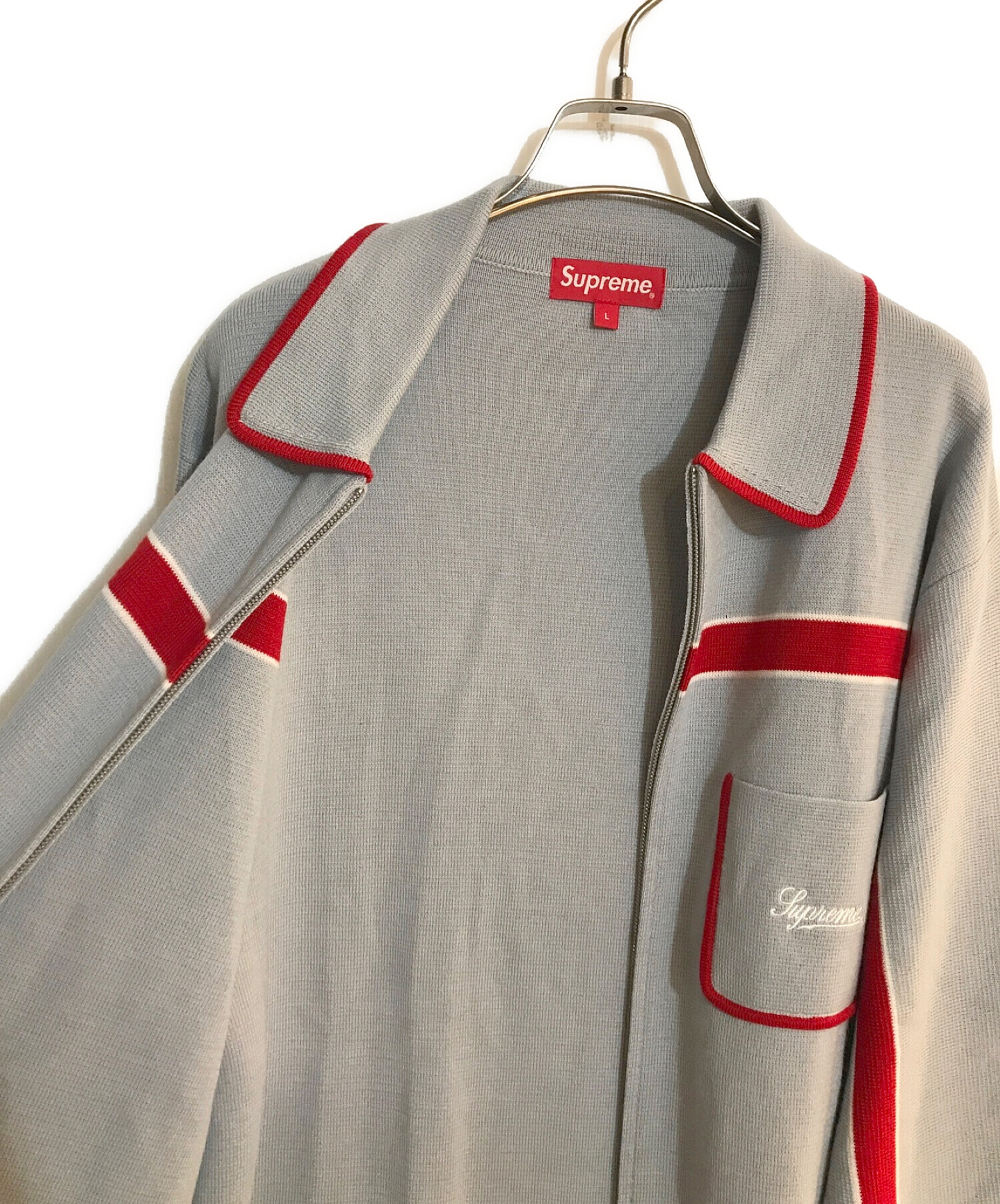Supreme】Chest Stripe Zip Up Cardigan