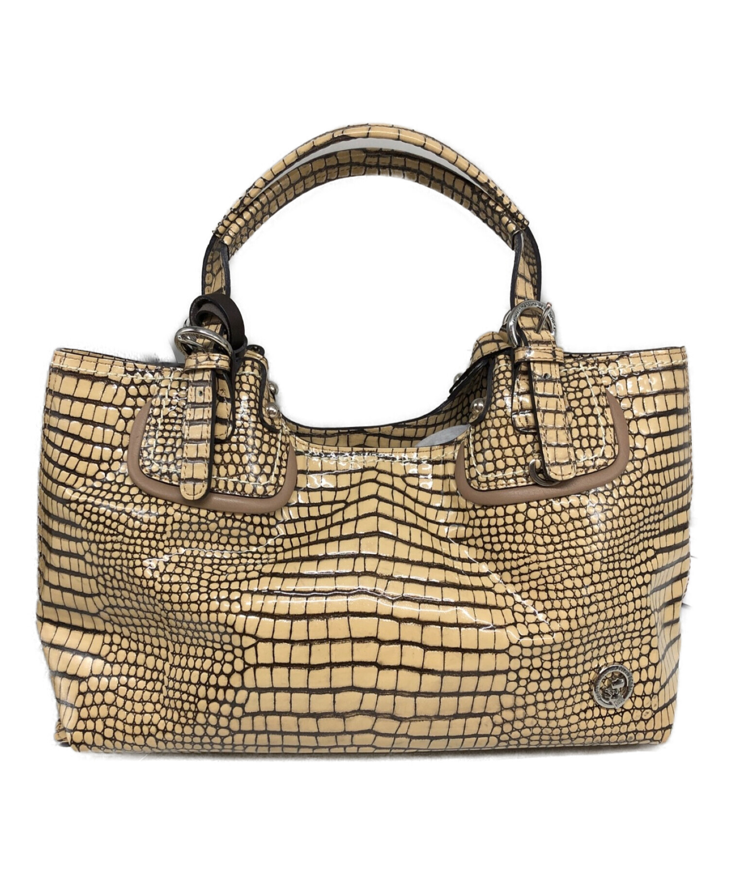 中古・古着通販】PELLE BORSA (ペレボルサ) クロコ型押しハンドバッグ 