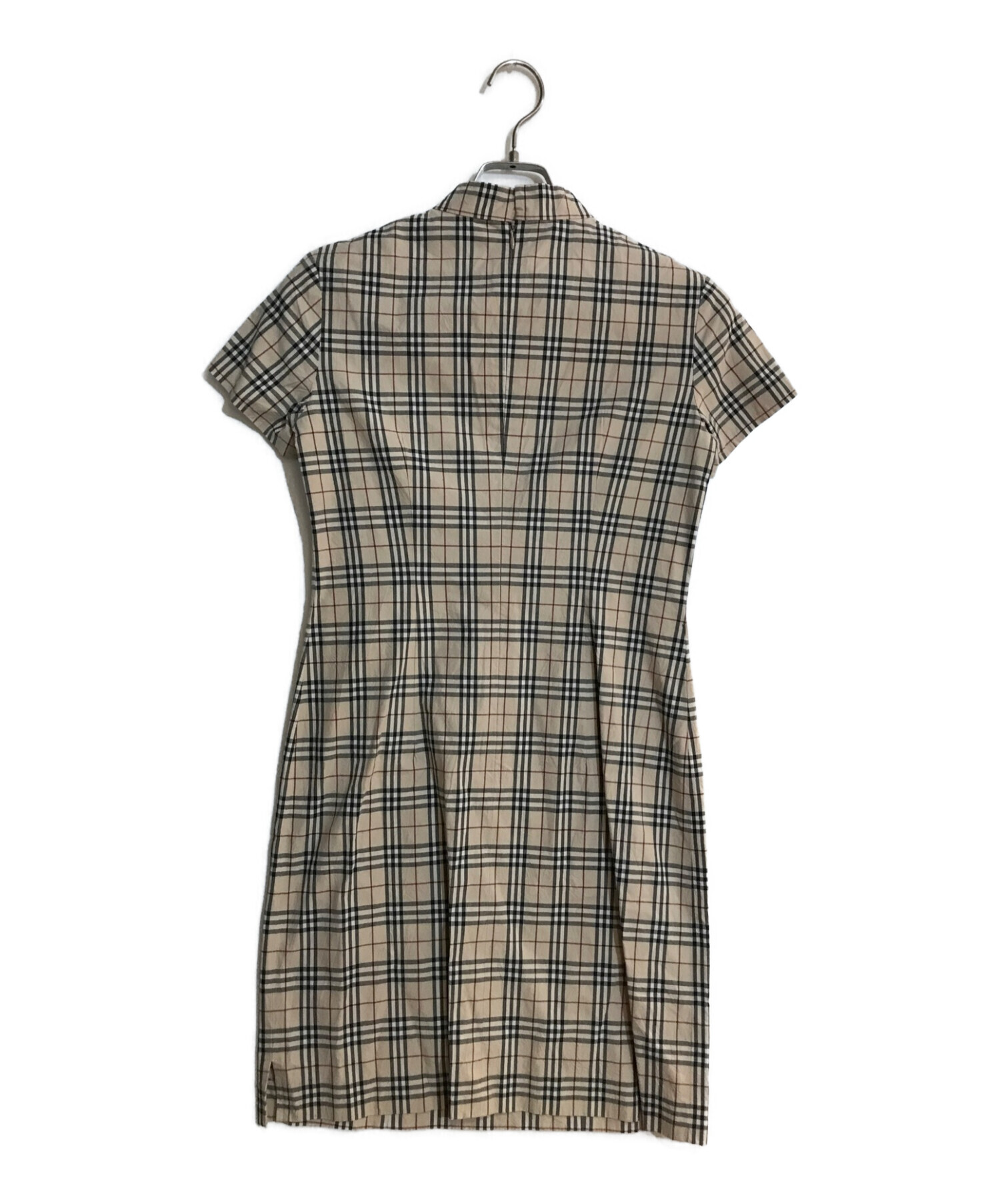バーバリーロンドン ノバチェック ワンピース チャイナ風デザイン ベージュ 半袖 中古・古着通販】BURBERRY LONDON (バーバリー ロンドン) チャイナ