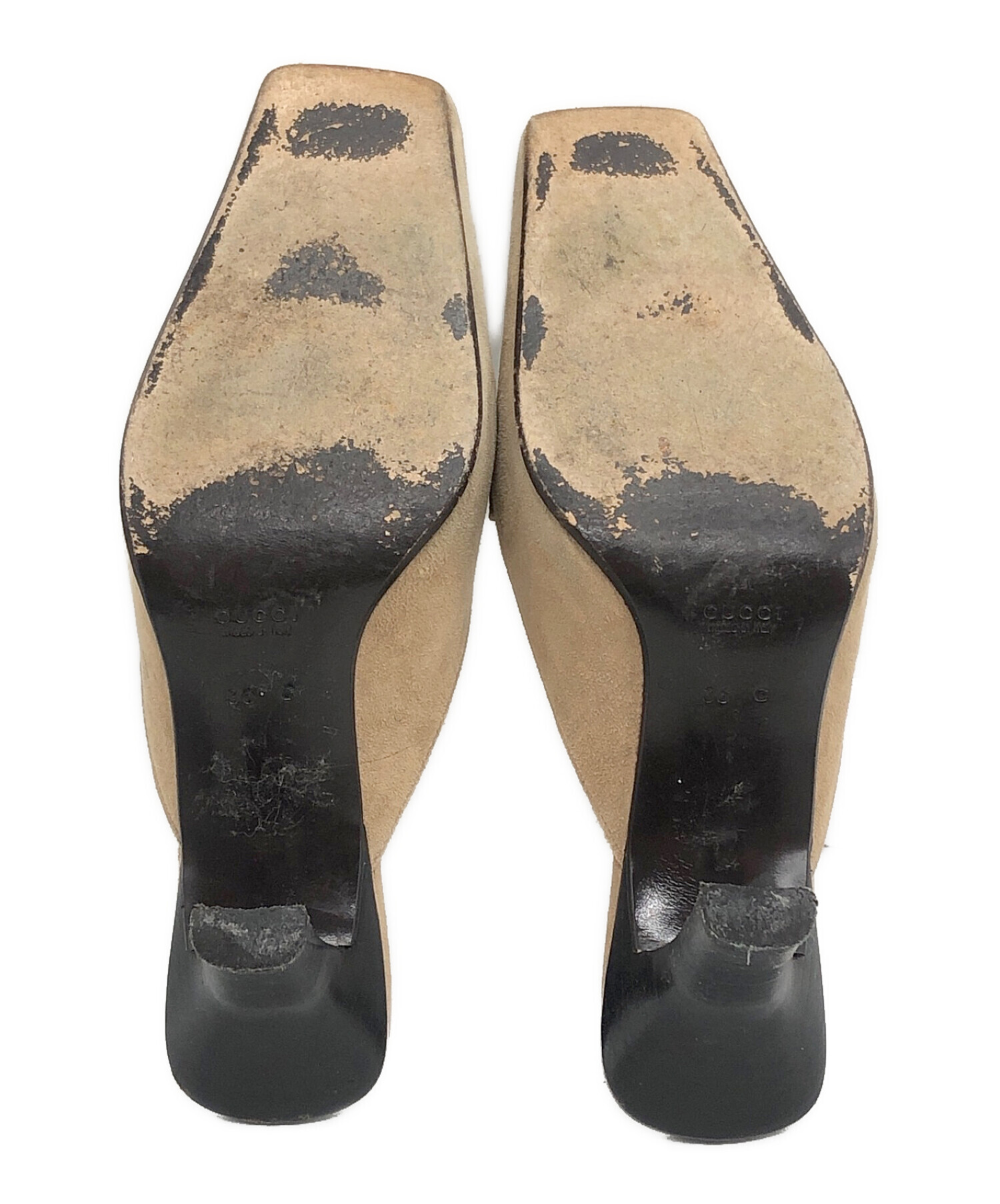 良品　GUCCI パンプス GG キャンバス スクエアトゥ 37 C ベージュ 中古・古着通販】GUCCI (グッチ) GGマークスクエアパンプス ベージュ