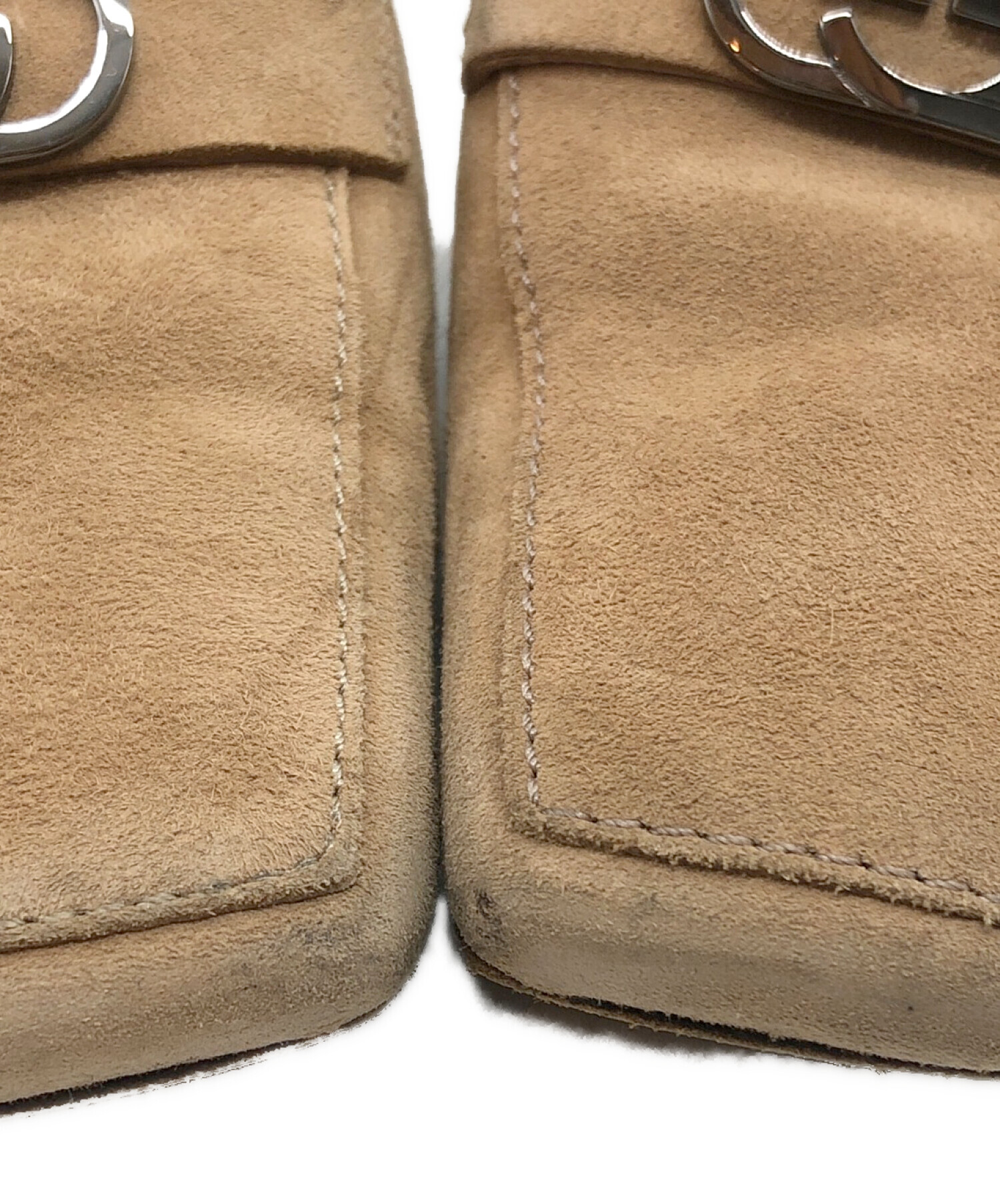 中古・古着通販】GUCCI (グッチ) GGマークスクエアパンプス ベージュ