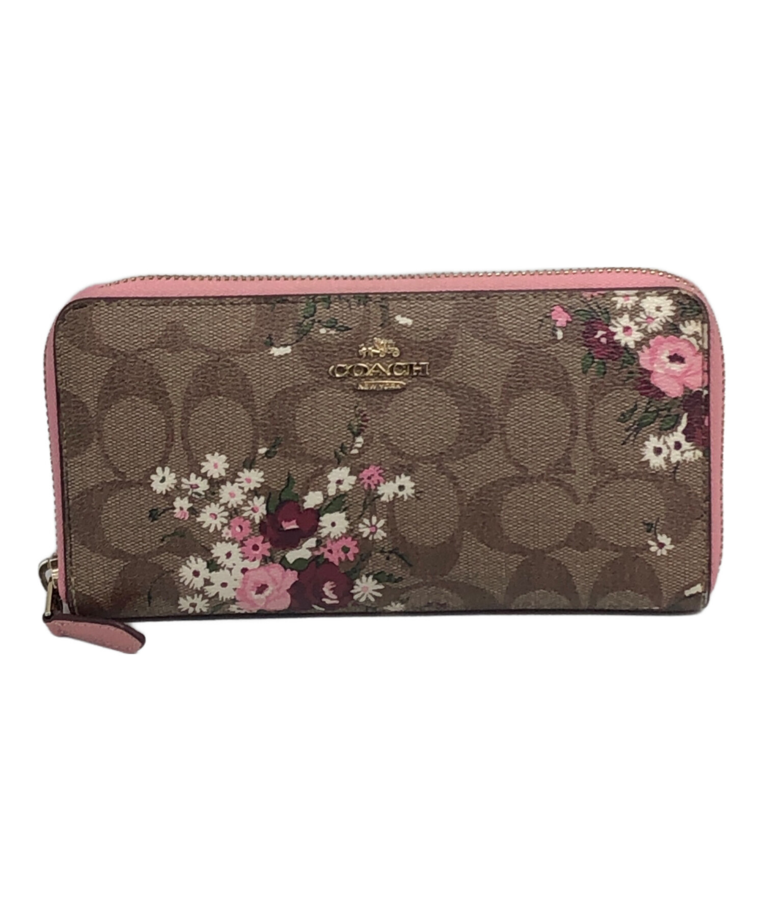 中古・古着通販】COACH (コーチ) 長財布 ベージュ×ピンク｜ブランド 