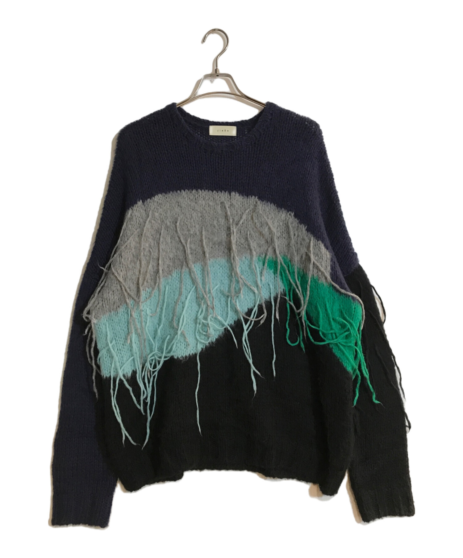 菊*様 ジエダ jiedaニット セーター 黒 緑 変形 アシンメトリー ビック 中古・古着通販】Jieda (ジエダ) PANEL OVER KNIT/パネルオーバー