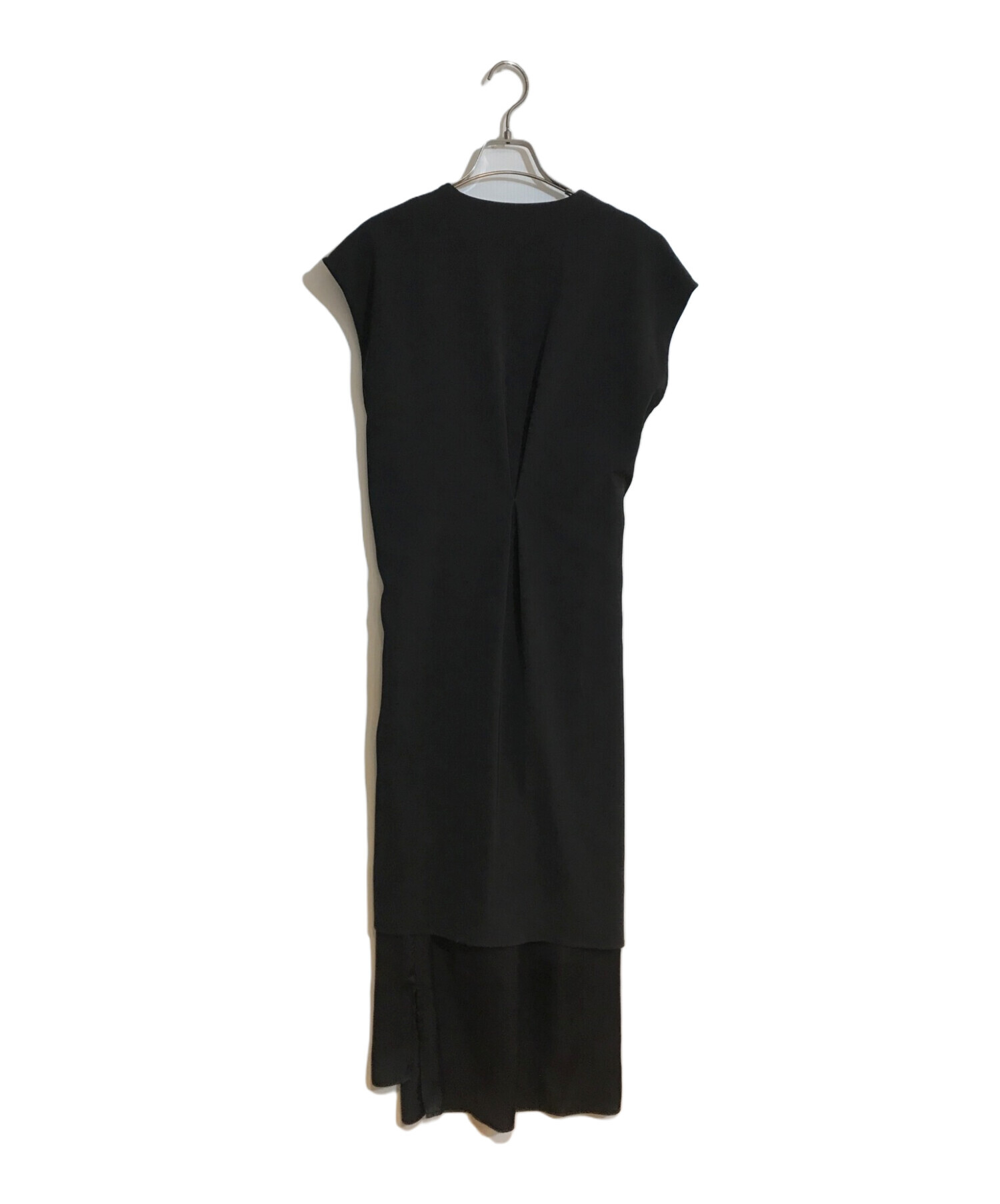 UN3D.　アンスリード　サッシュドレープワンピース　ネイビー系　変形デザイン 中古・古着通販】UN3D. (アンスリード) サッシュドレープ