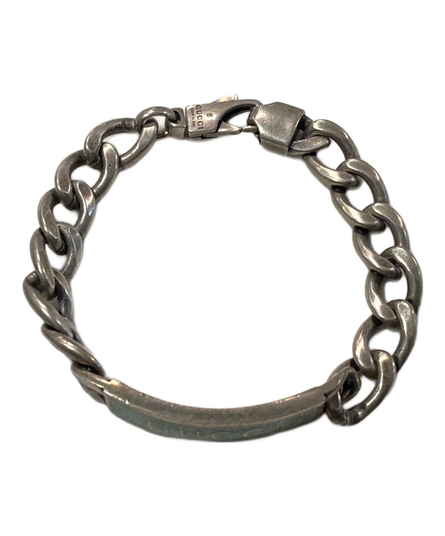 中古・古着通販】GUCCI (グッチ) ロゴプレートブレスレット ブルー