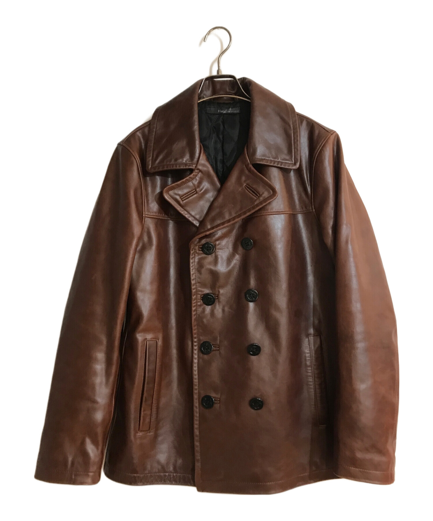 ホースハイド レザージャケット コート 馬革 ハルフ ブラウン ダブル M ホースハイド レザージャケット コート 馬革 ハルフ ブラウン ダブル M
