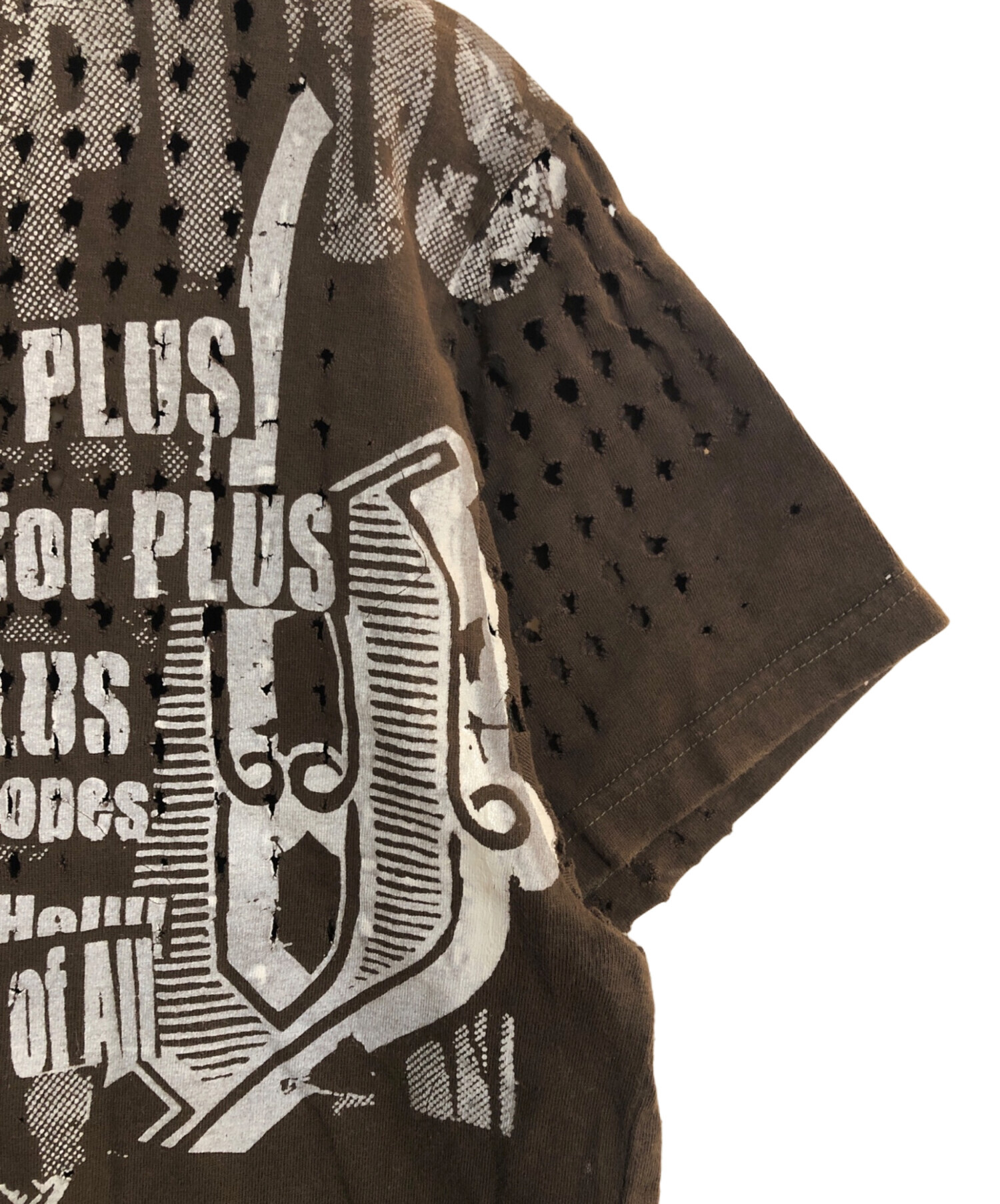 中古・古着通販】h.NAOTO (エイチナオト) パンチングTシャツ ブラウン 