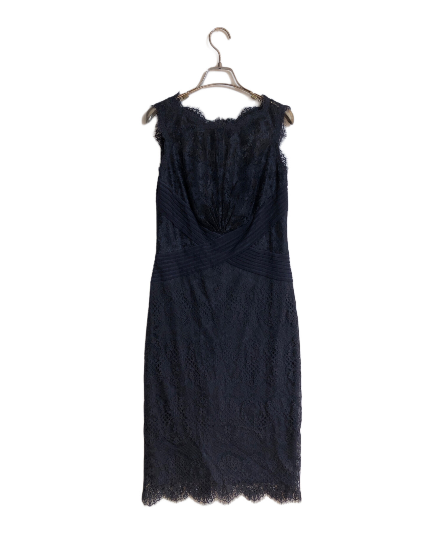 TADASHI SHOJI ネイビー レースワンピース サイズ2 ネイビー コードレース 七分袖ロングドレス｜TADASHI SHOJI（タダシ