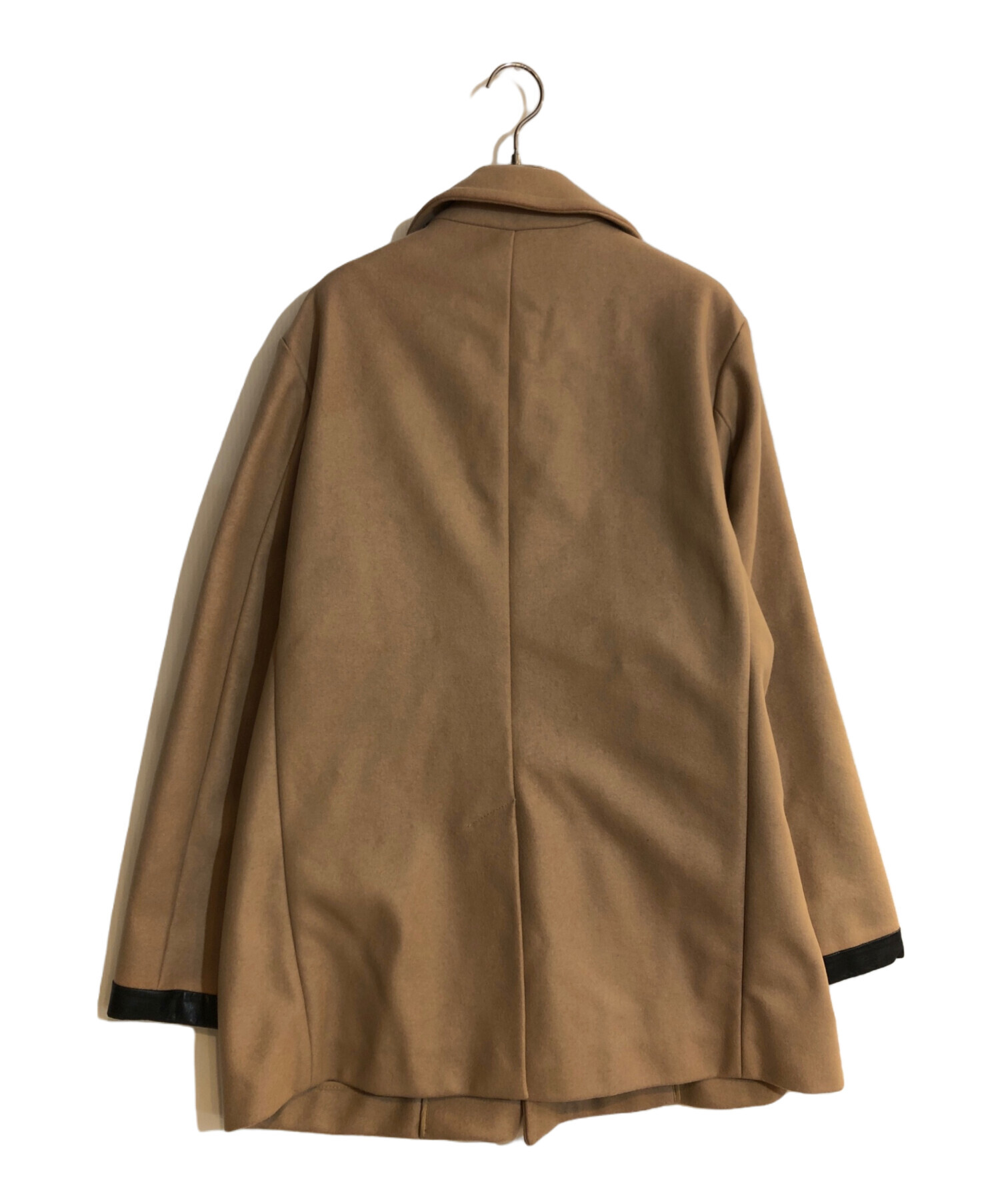 MARNI マルニ レザーコート茶 中古・古着通販】MARNI (マルニ) レザーパイピングカシミヤ混Pコート