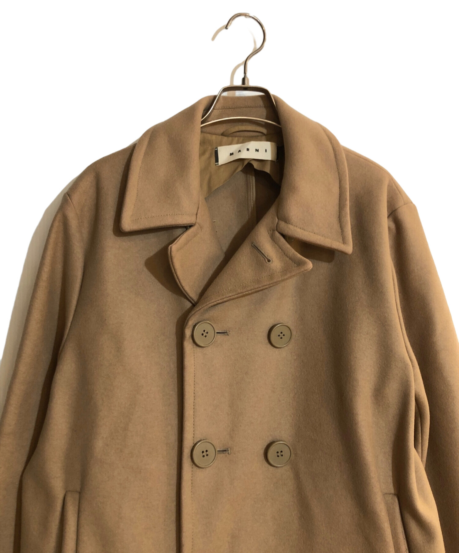 中古・古着通販】MARNI (マルニ) レザーパイピングカシミヤ混Pコート