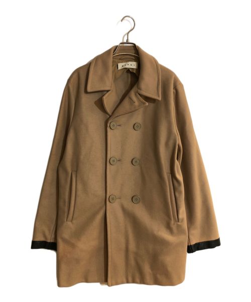 中古・古着通販】MARNI (マルニ) レザーパイピングカシミヤ混Pコート