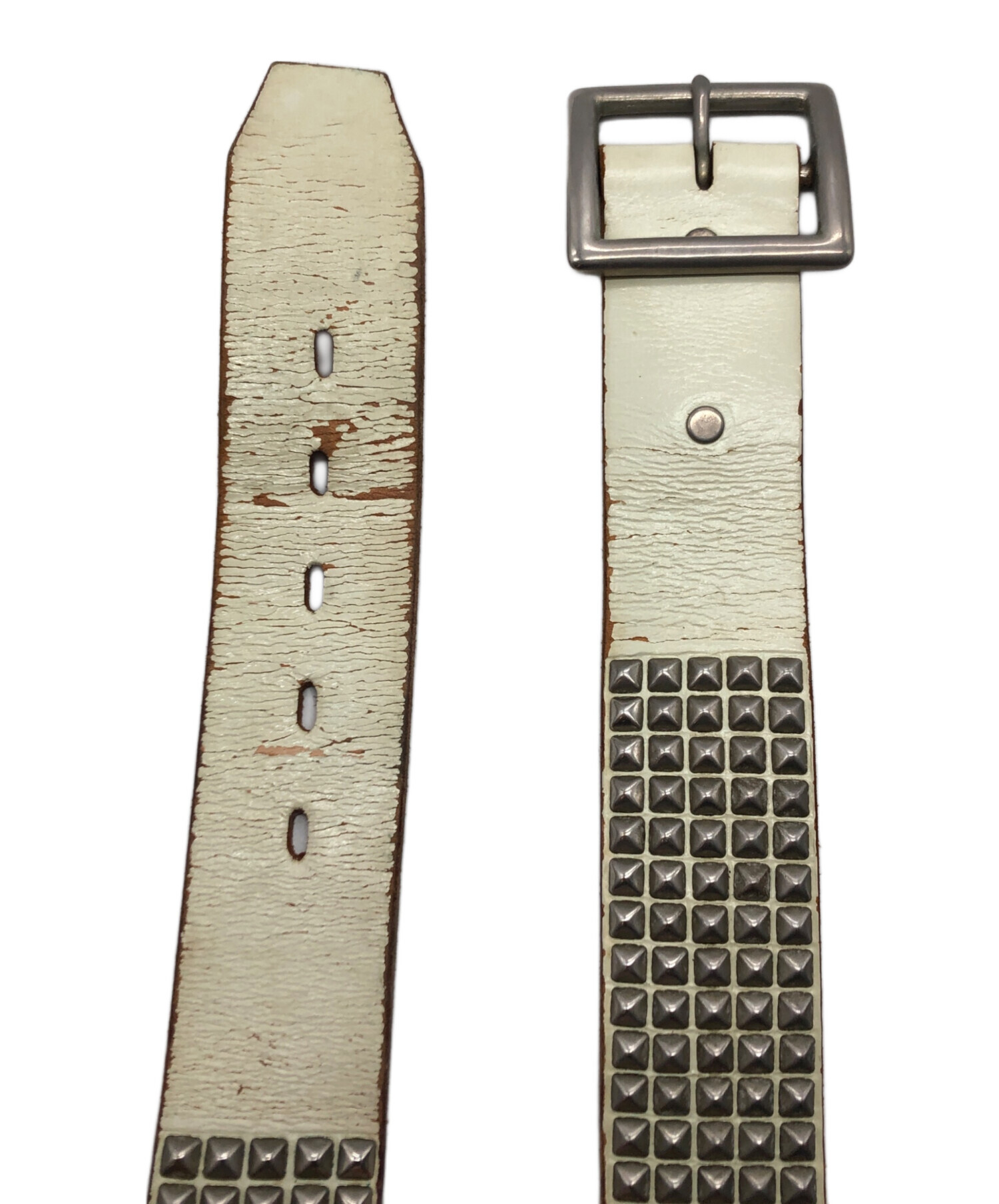 中古・古着通販】HTC (エイチティーシー) スタッズベルト ホワイト