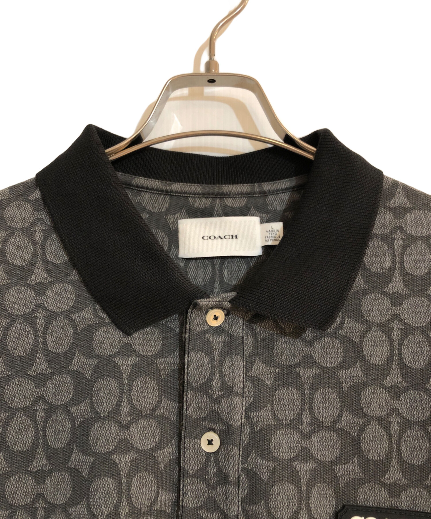 中古・古着通販】COACH (コーチ) SIGNATURE ポロシャツ グレー サイズ 