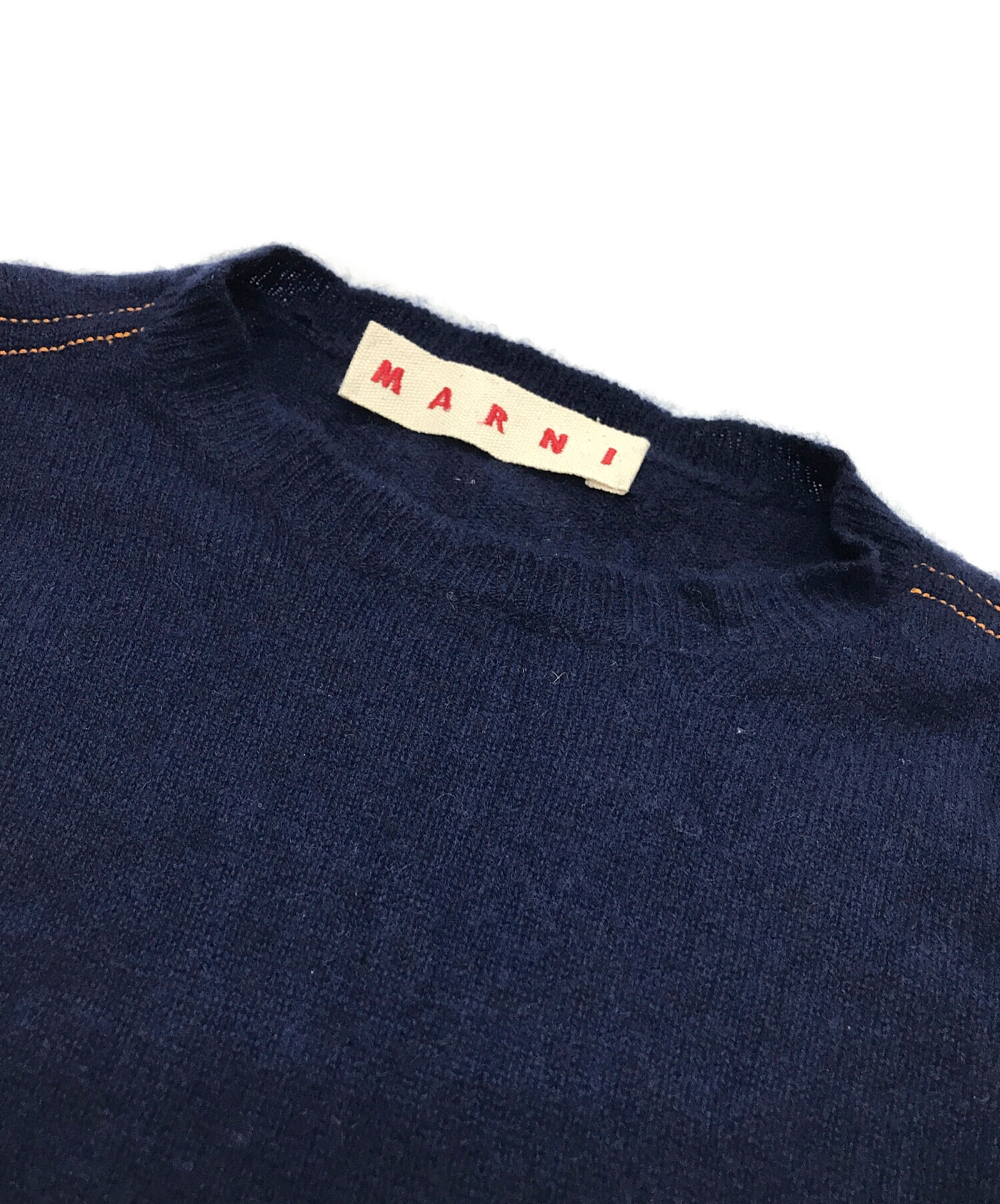 中古・古着通販】MARNI (マルニ) カシミヤステッチニット ネイビー