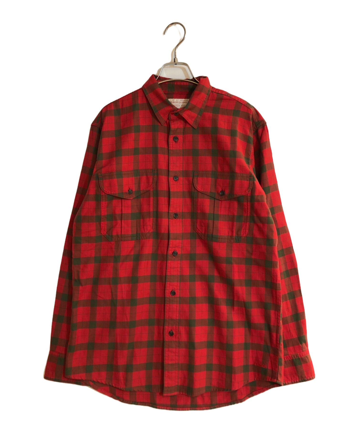 FILSON フィルソン ニット・セーター M 赤x黒(チェック) 【古着】【中古】 中古・古着通販】FILSON (フィルソン) チェックネルシャツ レッド