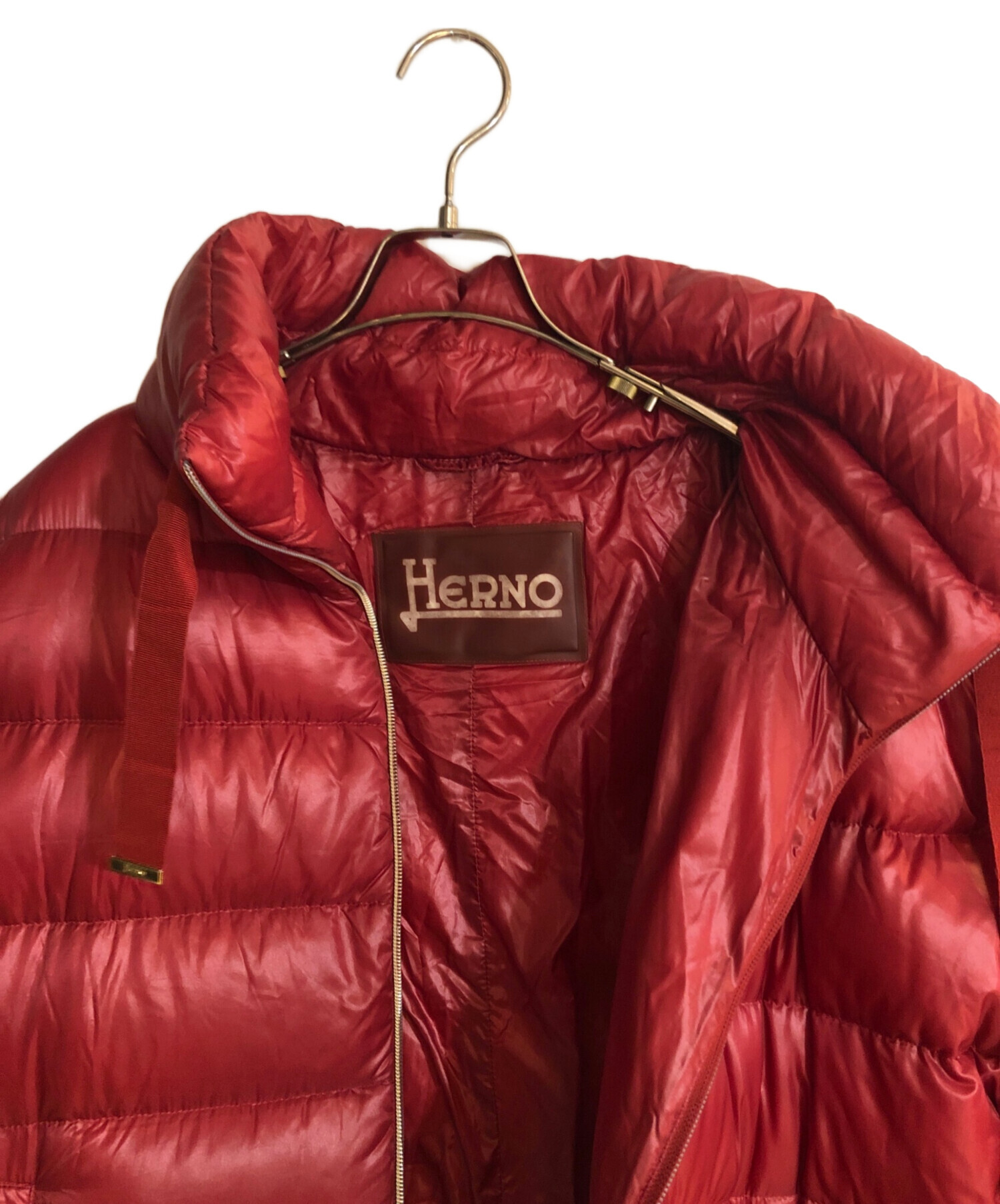 近年美品Lサイズ相当　ヘルノ　ロングコート　ライトダウン　レイヤード　レッド 中古・古着通販】HERNO (ヘルノ) サイドボタンライトウェイトダウン