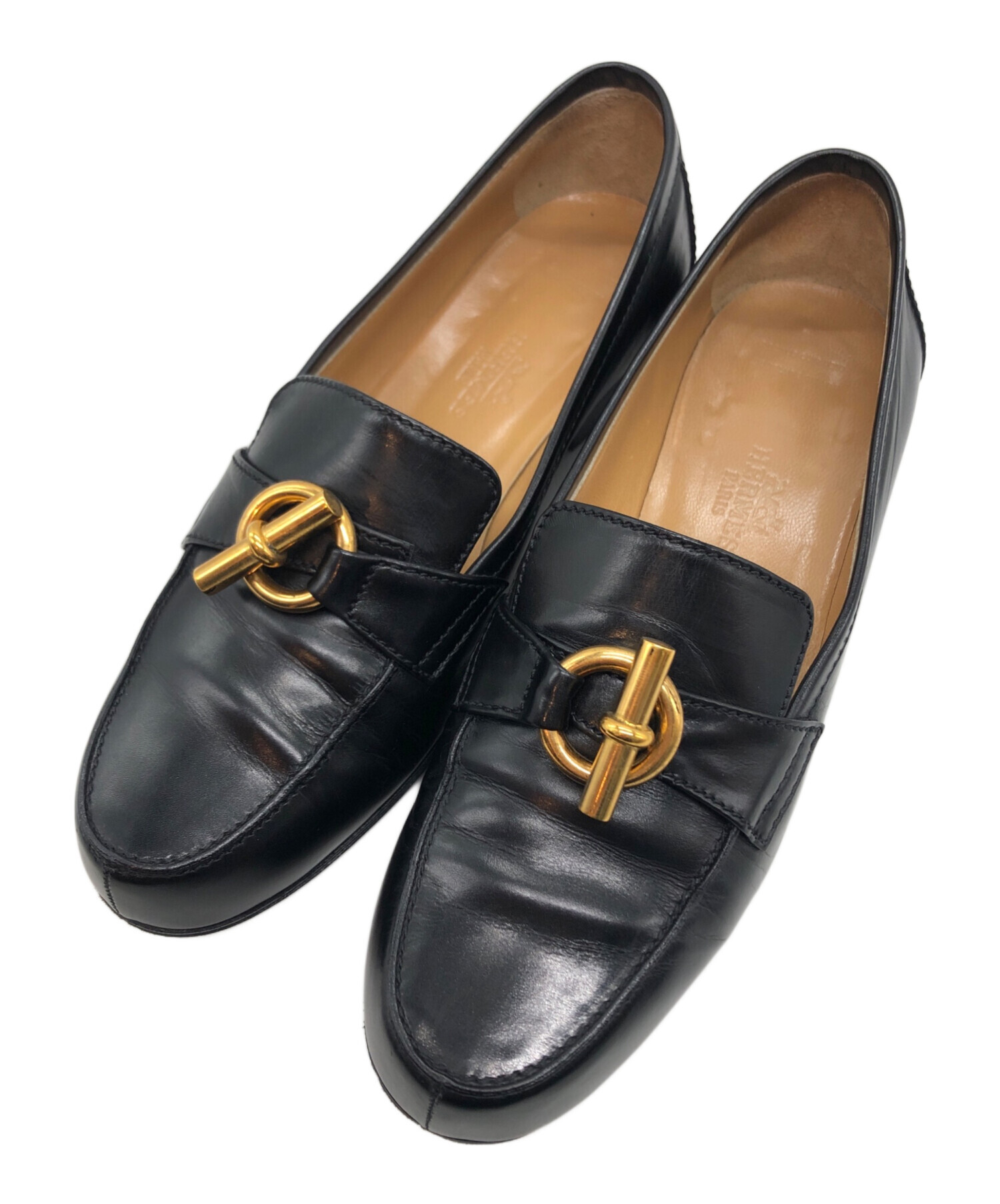 HERMES エルメスシェーヌダンクルデザインレザーローファー HERMES エルメスシェーヌダンクルデザインレザーローファー