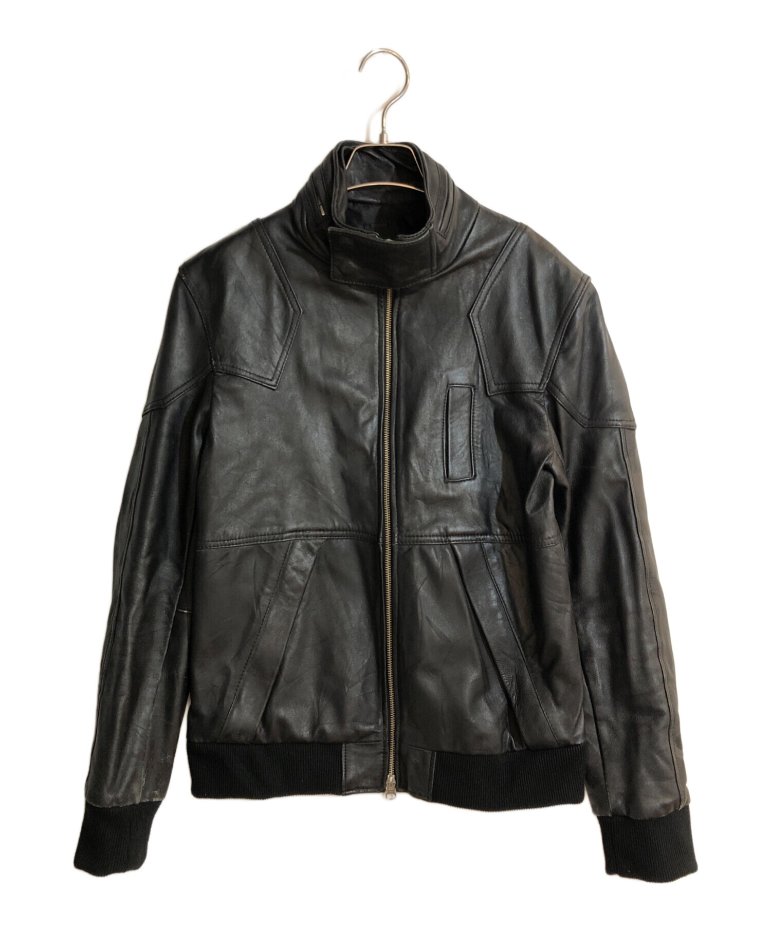 【羊革】LHP エルエイチピー レザージャケット シングルライダース 黒 2 LHP／エルエイチピー／ラムレザー ダブルライダースジャケット