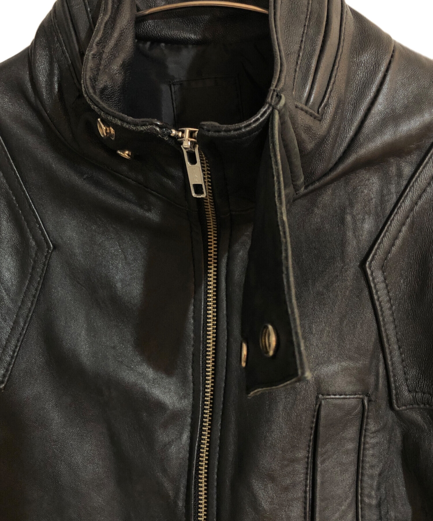 【羊革】LHP エルエイチピー レザージャケット シングルライダース 黒 2 中古・古着通販】LHP (エルエイチピー) シングルライダースジャケット