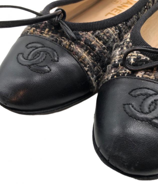 中古・古着通販】CHANEL (シャネル) ココマークツイードバレエシューズ