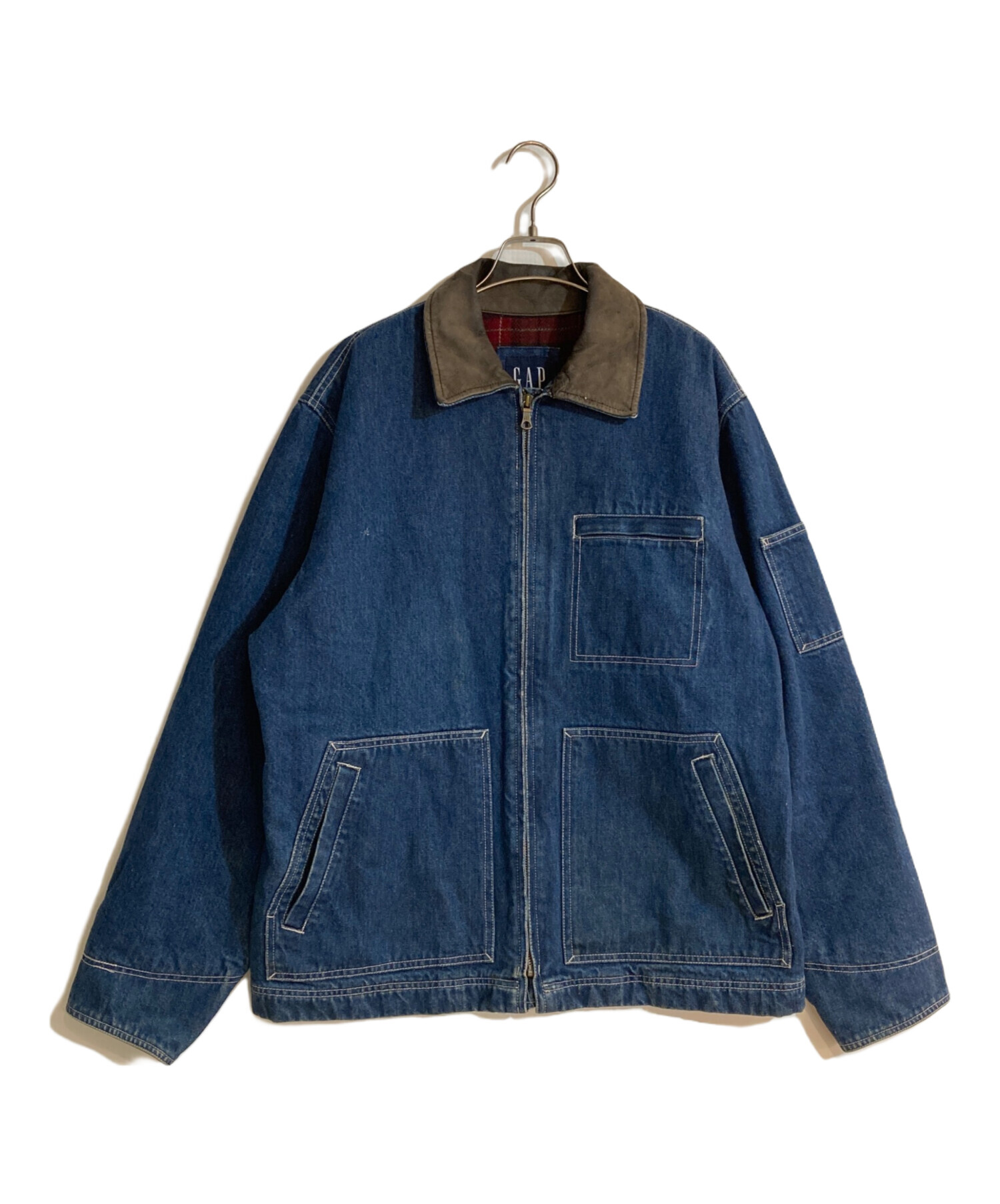 中古・古着通販】GAP (ギャップ) レザー切替デニムジャケット ネイビー 