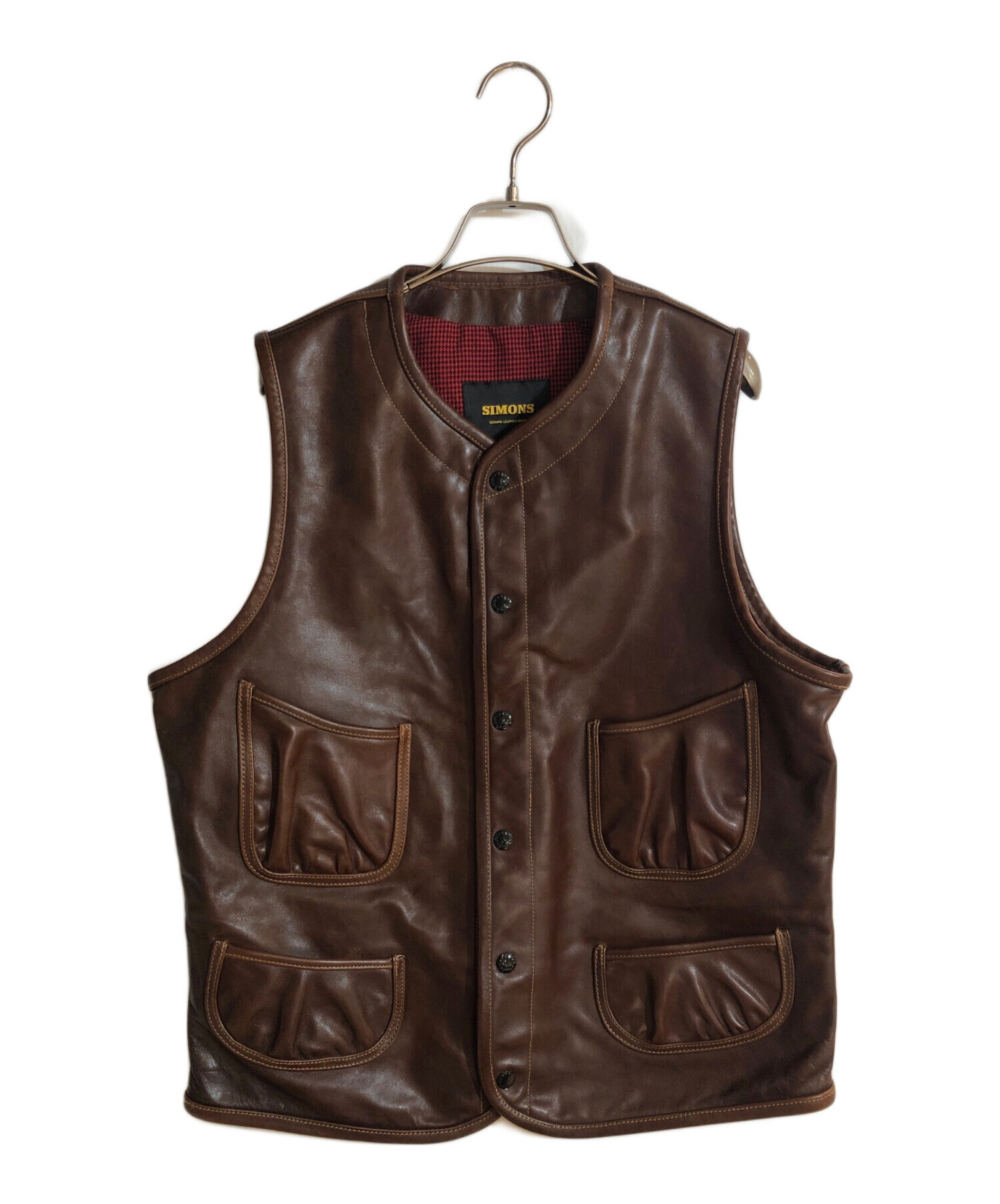 中古・古着通販】Simmons (シモンズ) ホースレザーベスト ブラウン