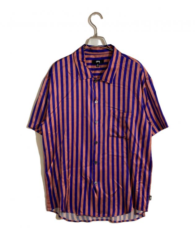 中古・古着通販】stussy (ステューシー) STRIPED SILK SHIRT ピンク
