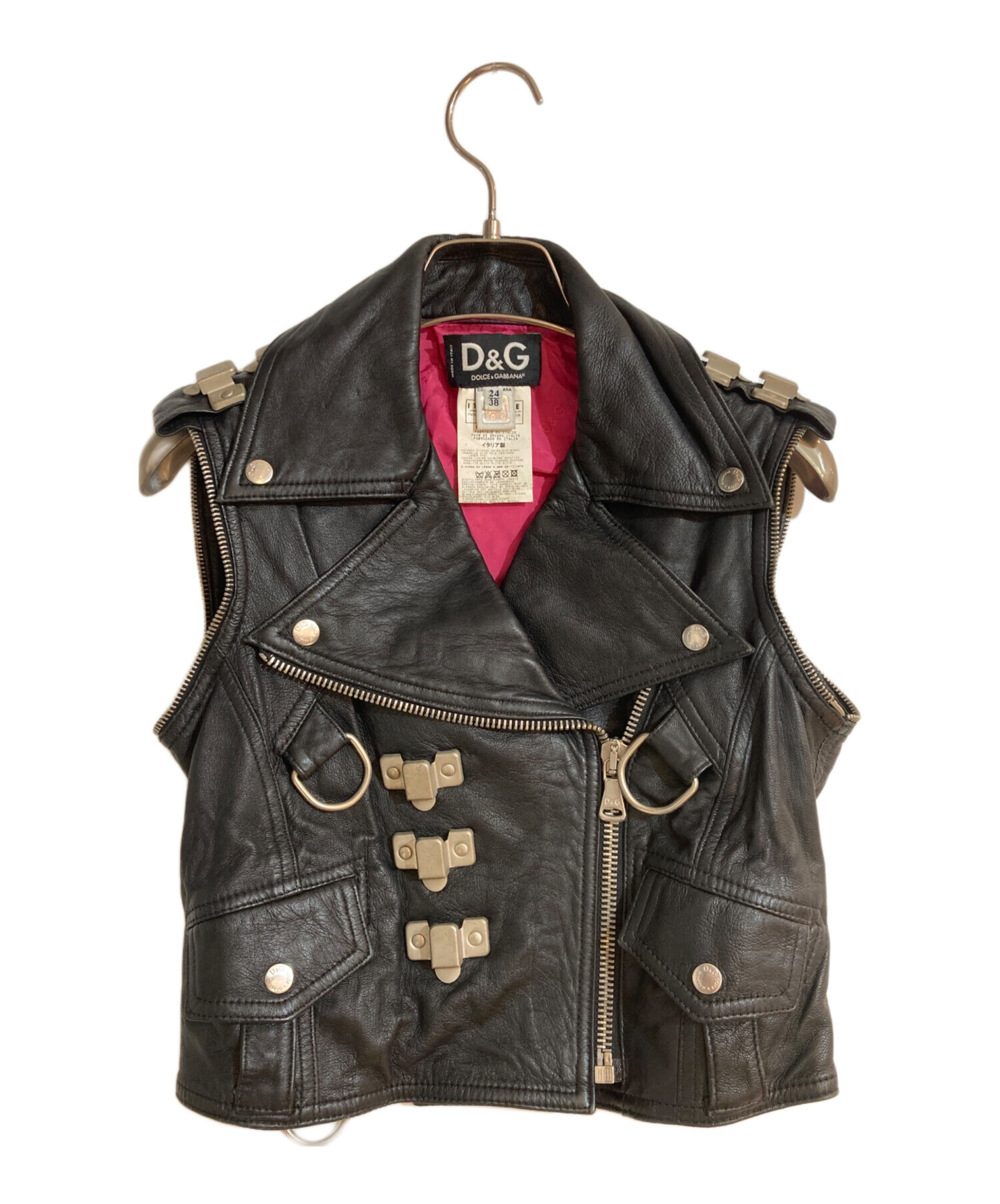 中古・古着通販】D&G (ディーアンドジー) レザーライダースベスト 