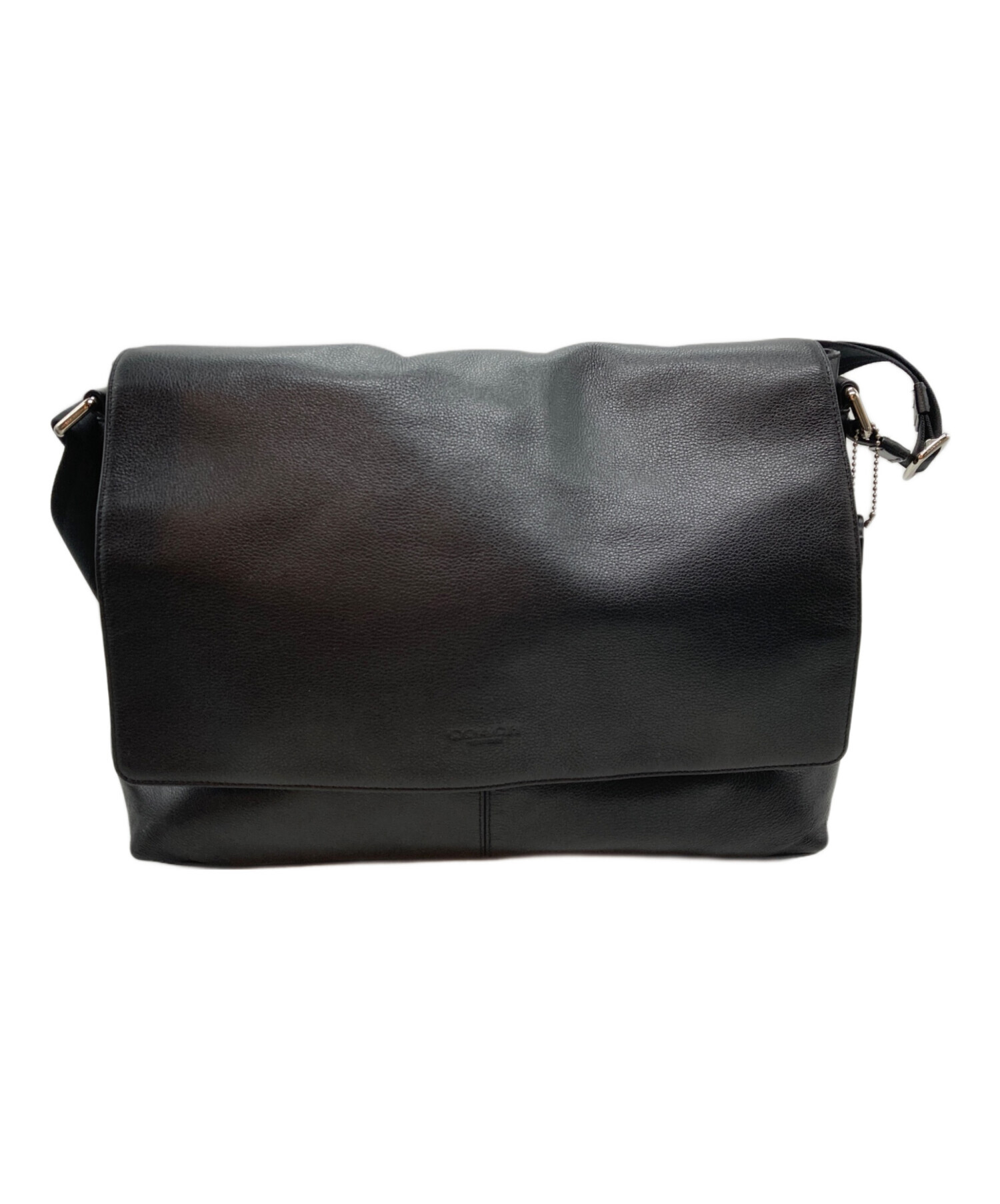 中古・古着通販】COACH (コーチ) レザーメッセンジャーバッグ ブラック