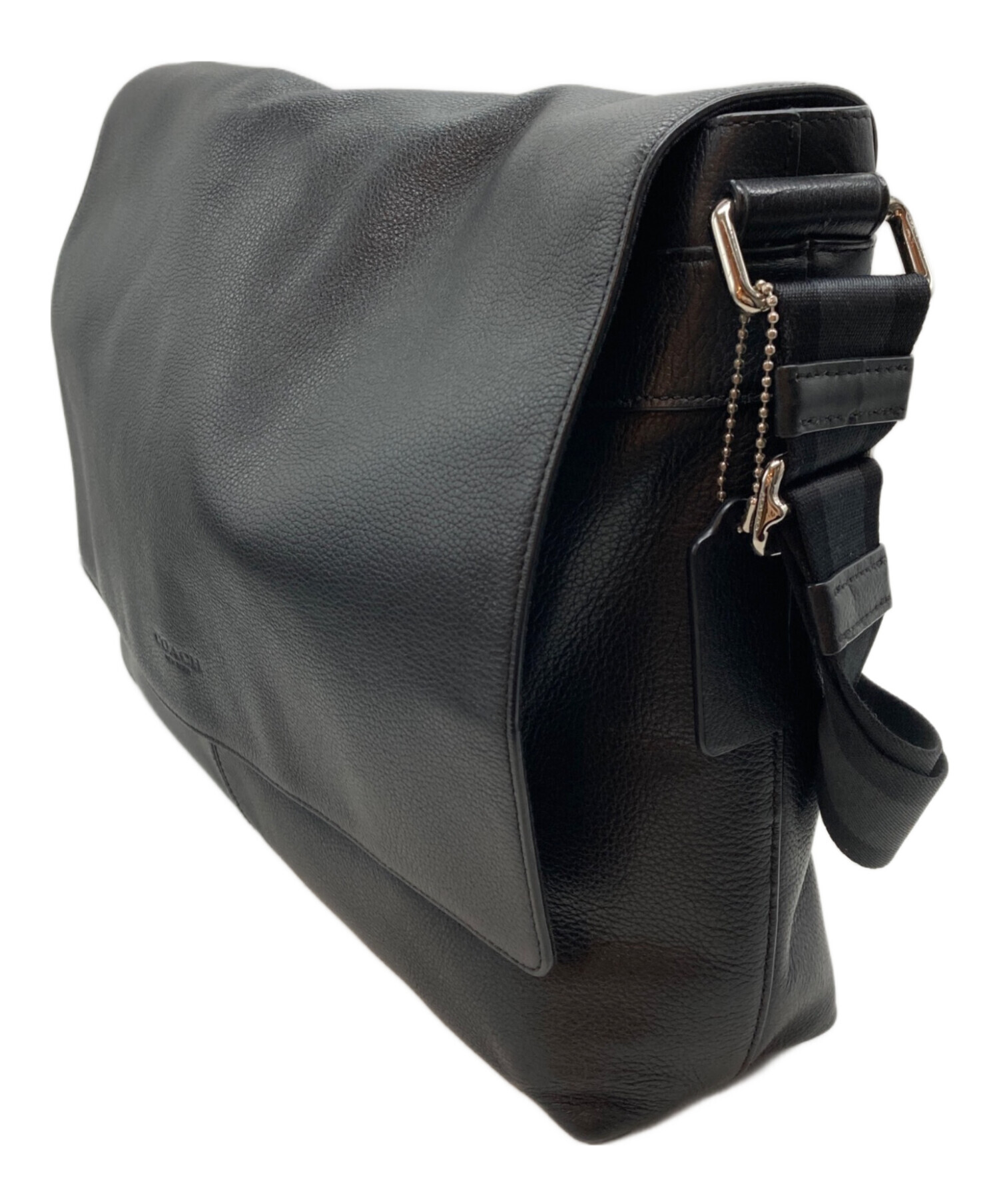 コーチ　レザー メッセンジャーバッグ 黒　(正規品) 中古・古着通販】COACH (コーチ) レザーメッセンジャーバッグ ブラック