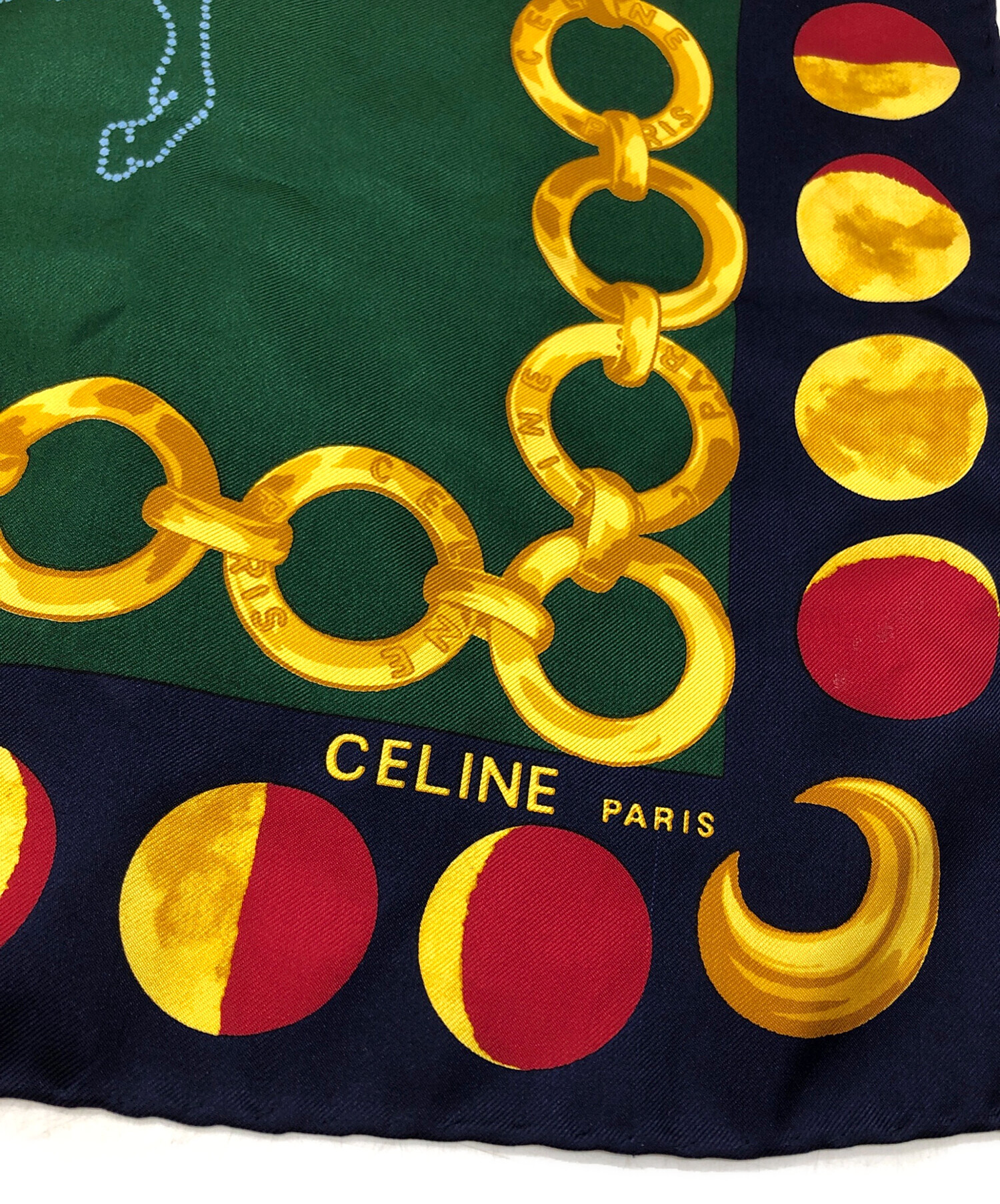 中古・古着通販】CELINE (セリーヌ) 星座柄シルクスカーフ グリーン