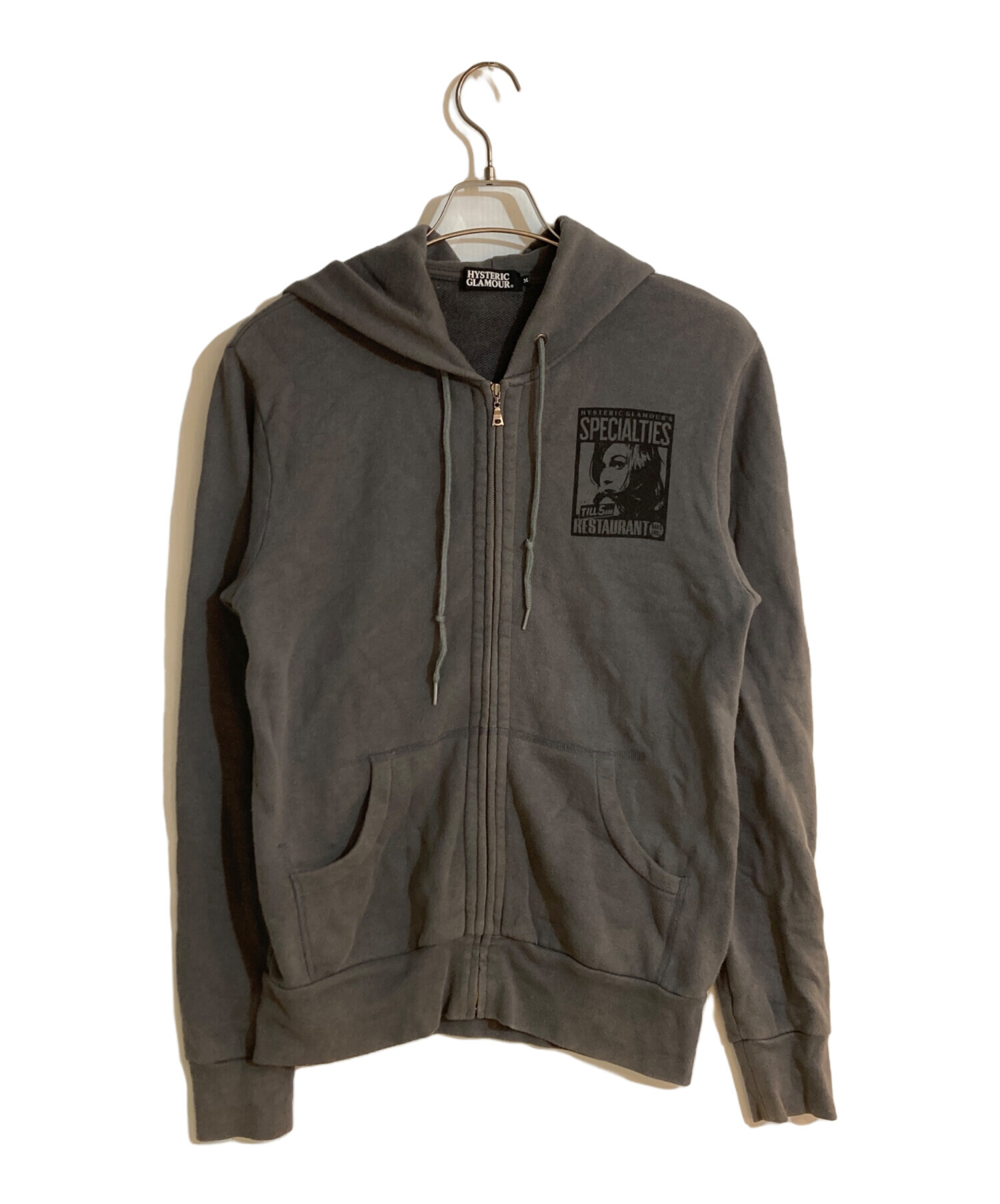 ヒステリックグラマー　パッチ付きグレー/ブラウンパーカー 中古・古着通販】Hysteric Glamour (ヒステリックグラマー) ガール