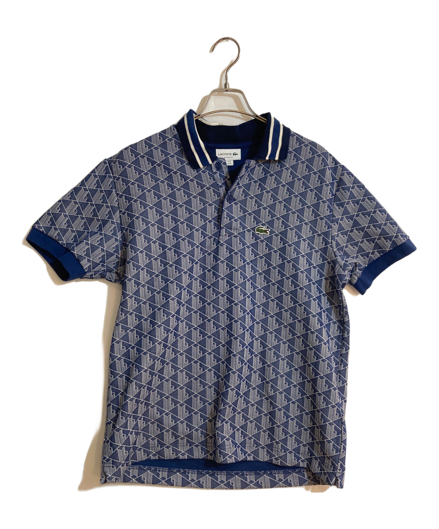 中古・古着通販】LACOSTE (ラコステ) ジャガードポロシャツ ブルー 