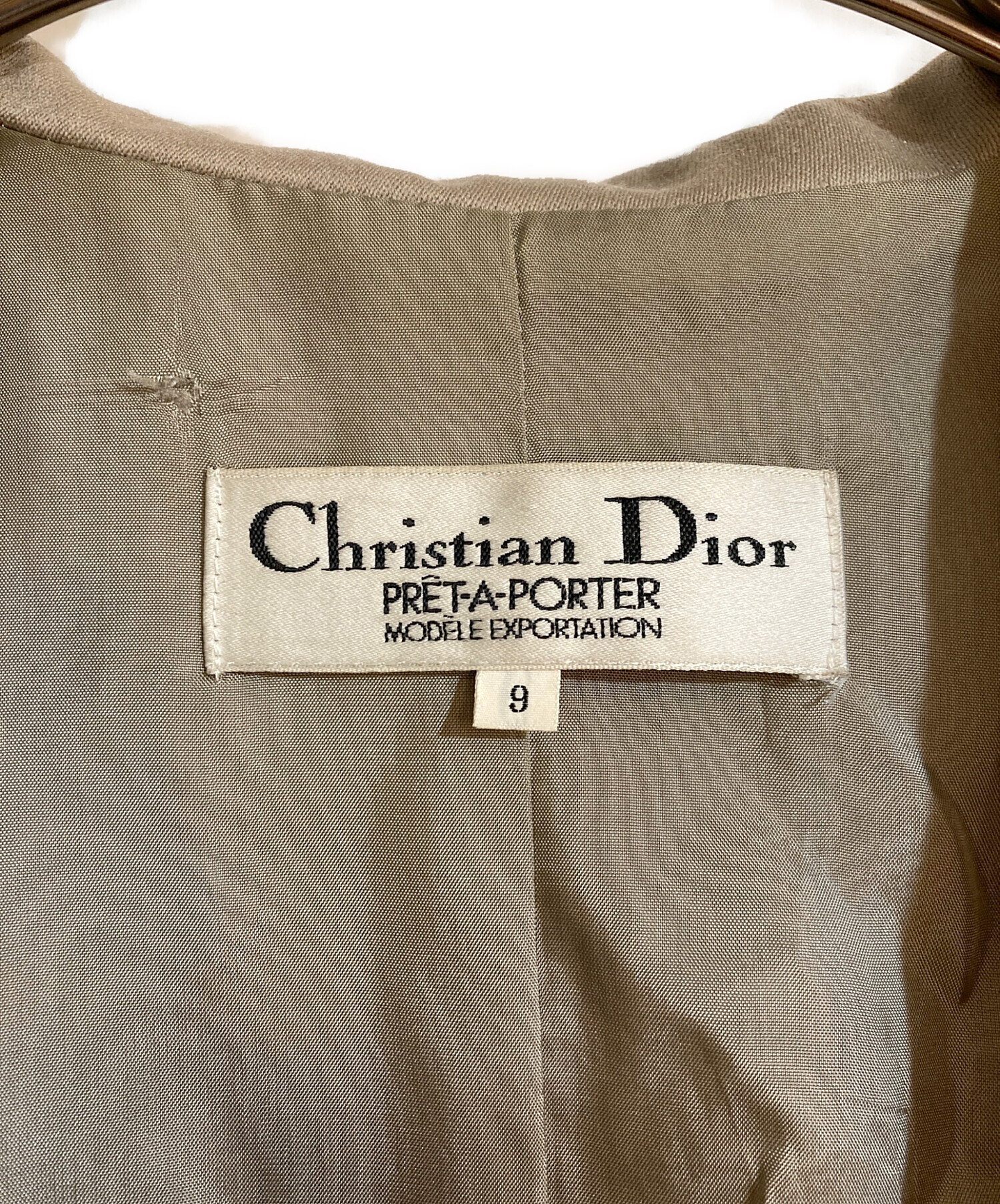 クリスチャンディオール ベルテッドコート ショールカラー ベージュ 9号 中古・古着通販】Christian Dior (クリスチャン ディオール