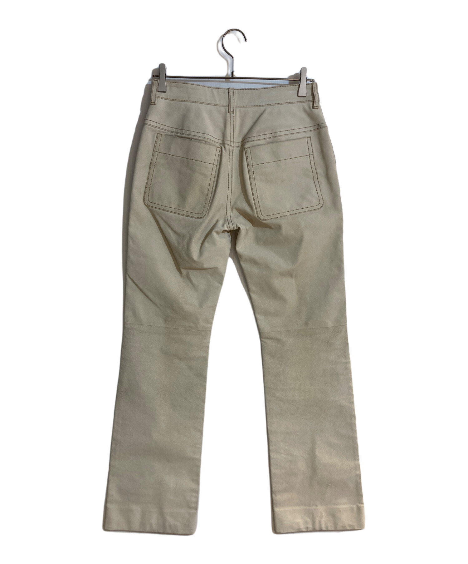 ルイヴィトン コットン パンツ FR36 レザー ロゴ グレー 美品 ルイヴィトン コットン パンツ FR36 レザー ロゴ グレー 美品 LOUIS