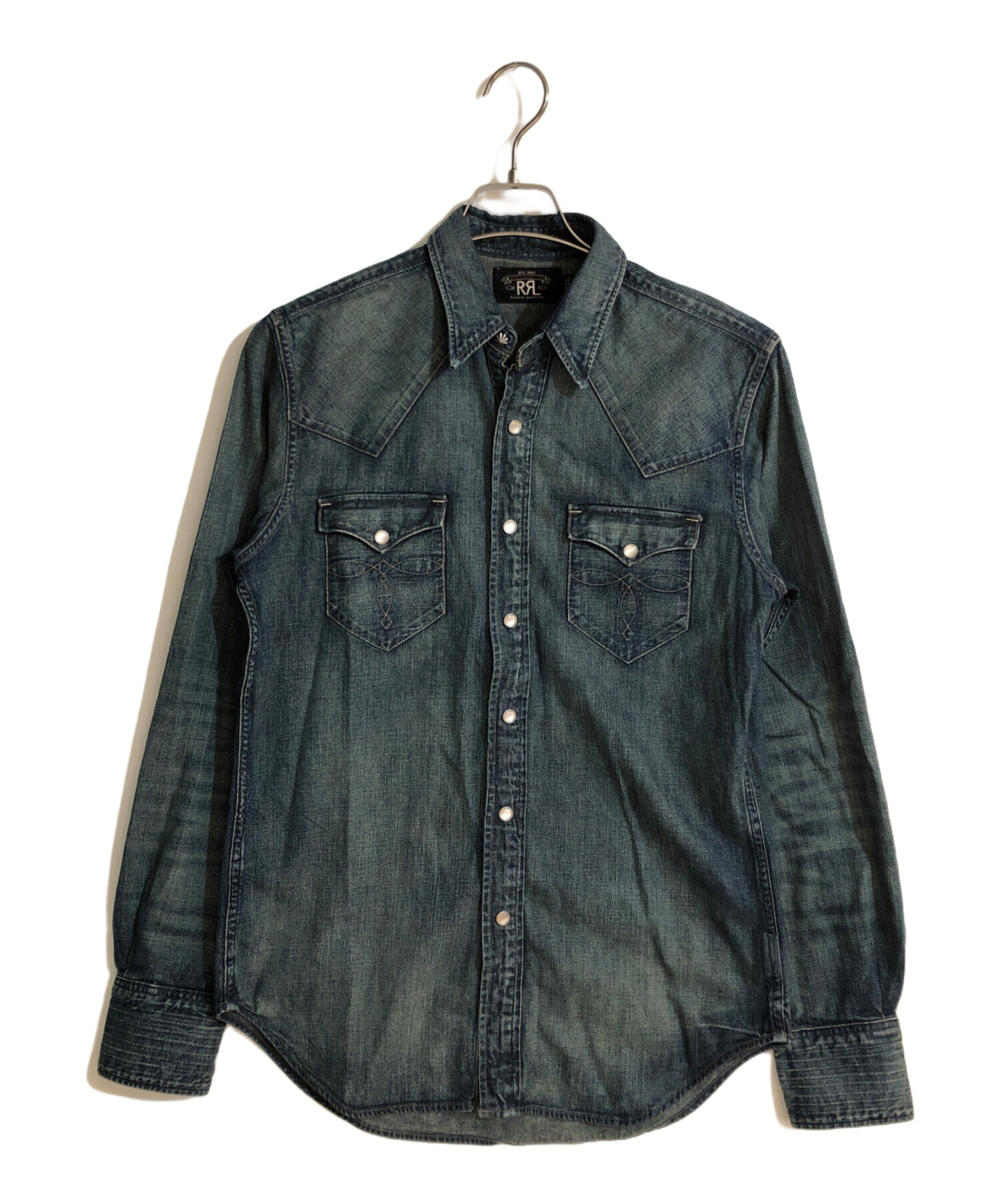 RRL ブラックデニムウエスタンシャツ S コンチョボタン ダブルアール