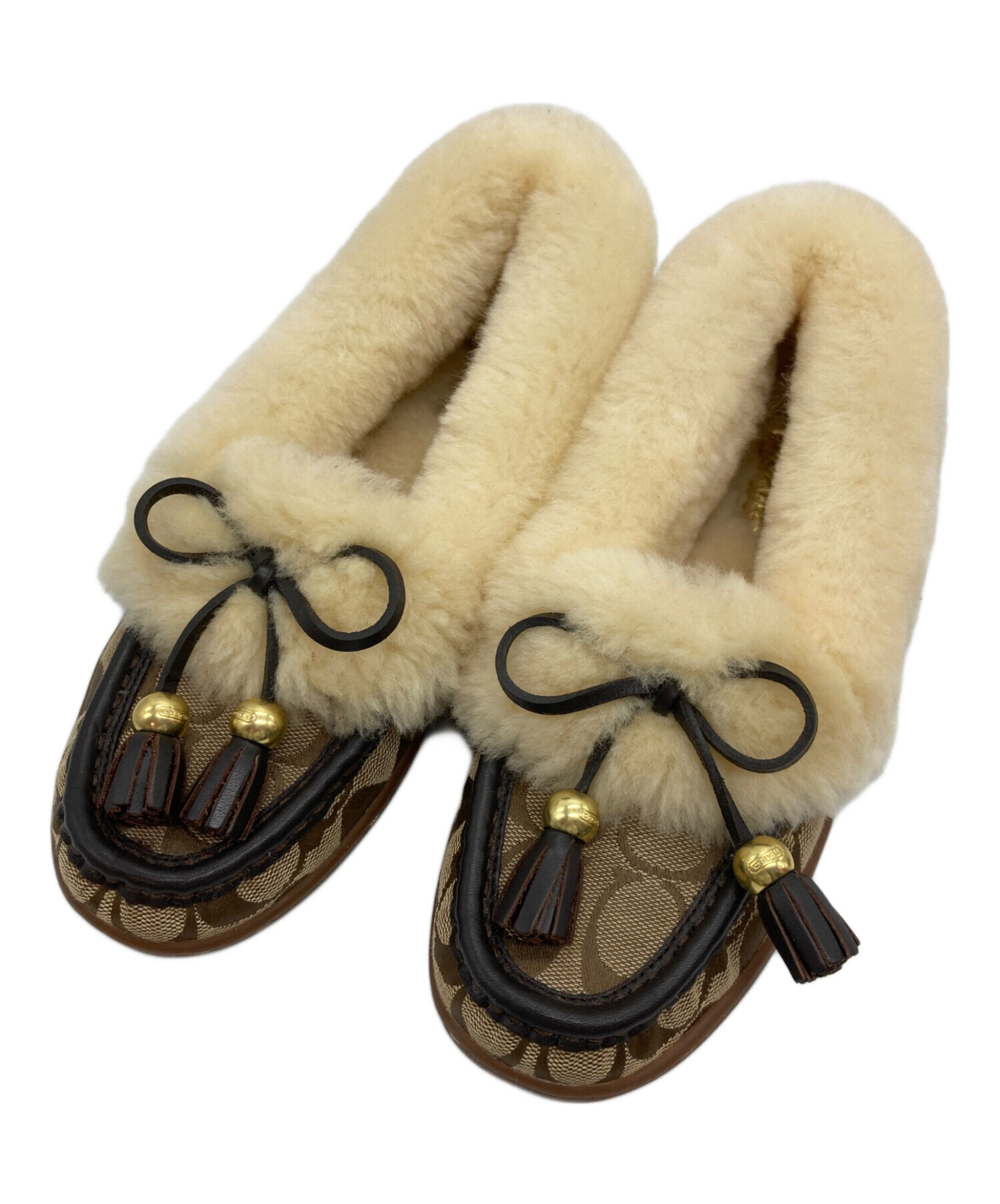 中古・古着通販】COACH (コーチ) ムートンモカシンシューズ ベージュ 