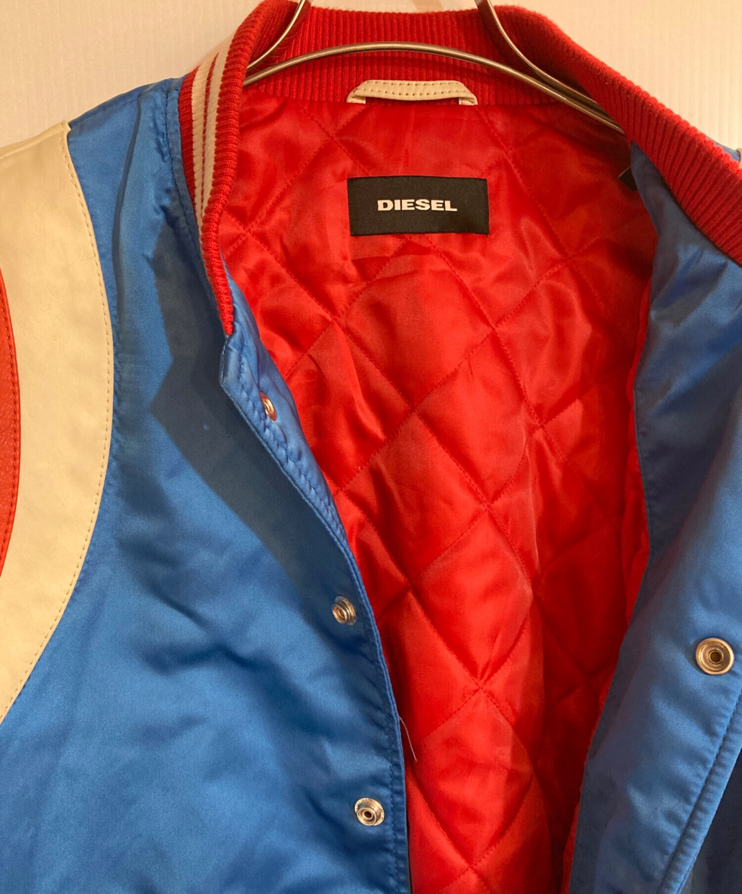 中古・古着通販】DIESEL (ディーゼル) 袖レザースタジャン ブルー